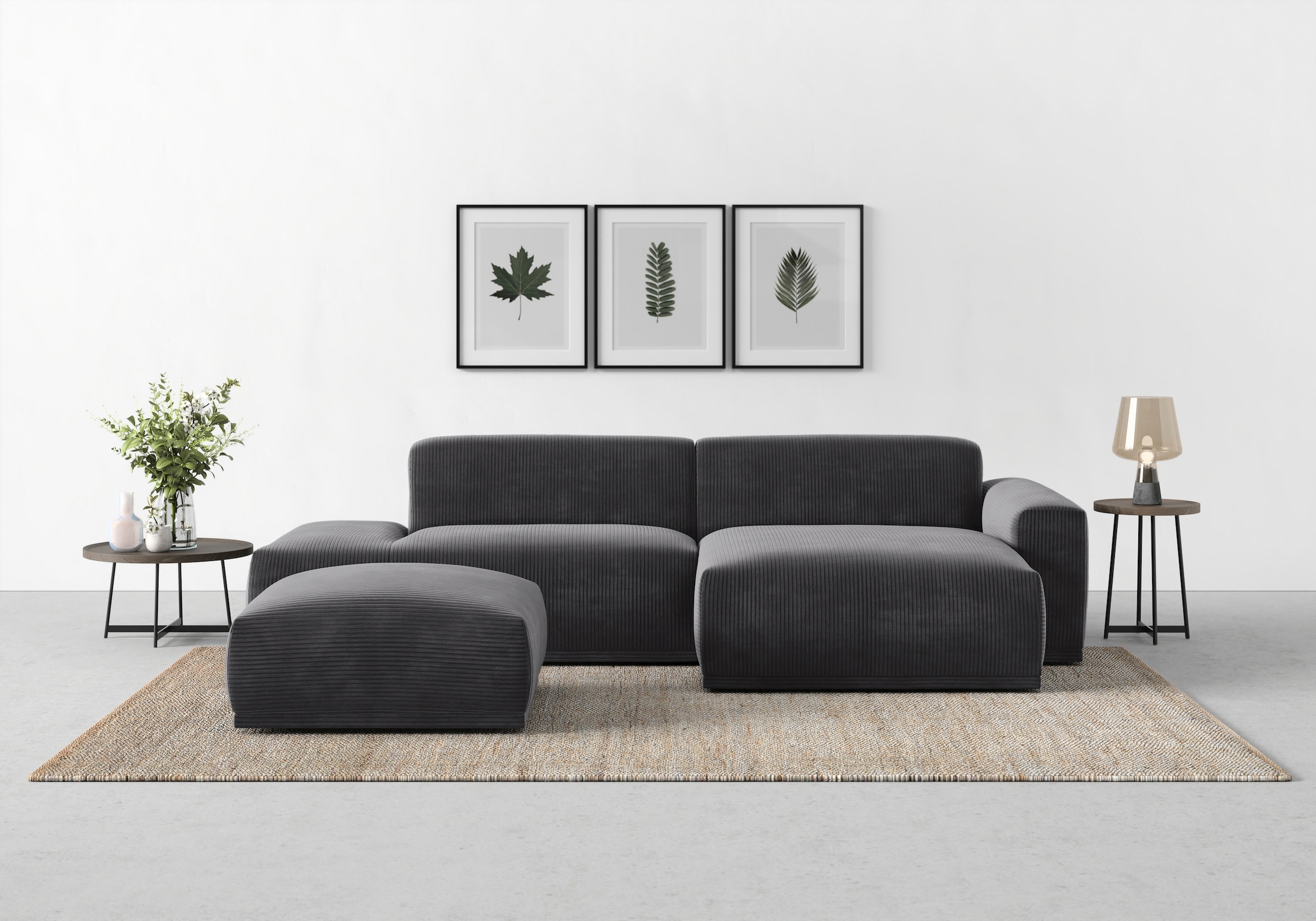 TRENDMANUFAKTUR Ecksofa Braga, aus 2 Teilen, moderner Cord-Stoff