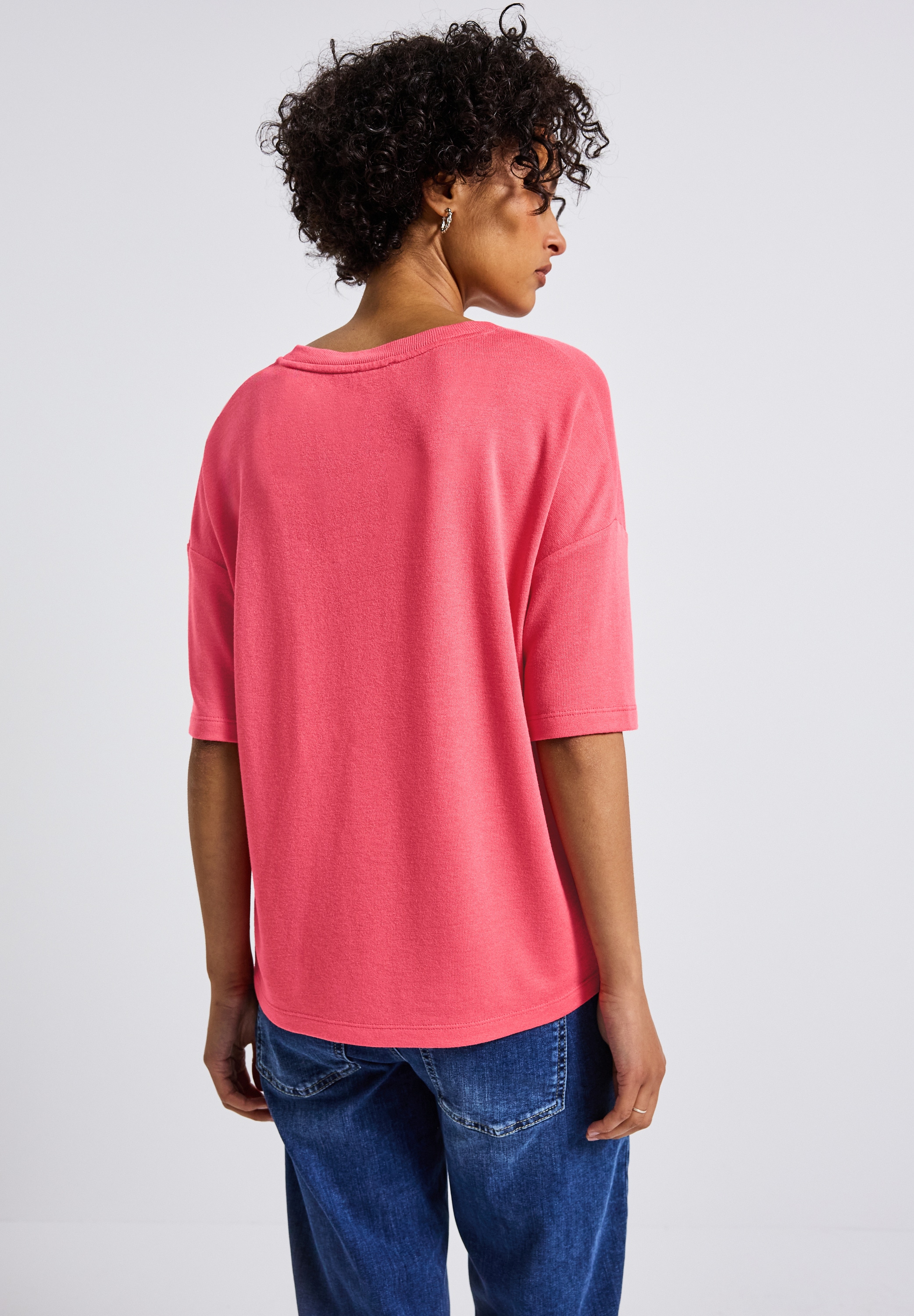 STREET ONE T-Shirt, mit V-Ausschnitt und im Strick-Look