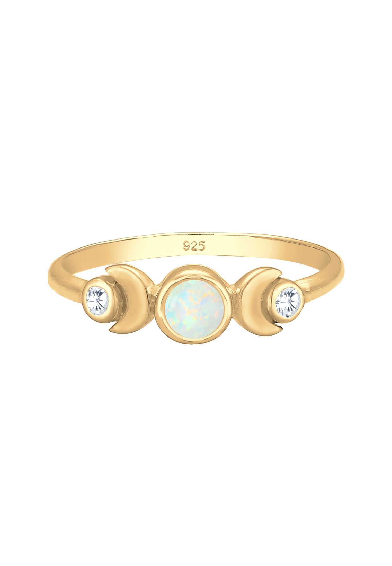 Elli Fingerring »Halbmond Zirkonia Synthetischer Opal 925 Sterling Silber«