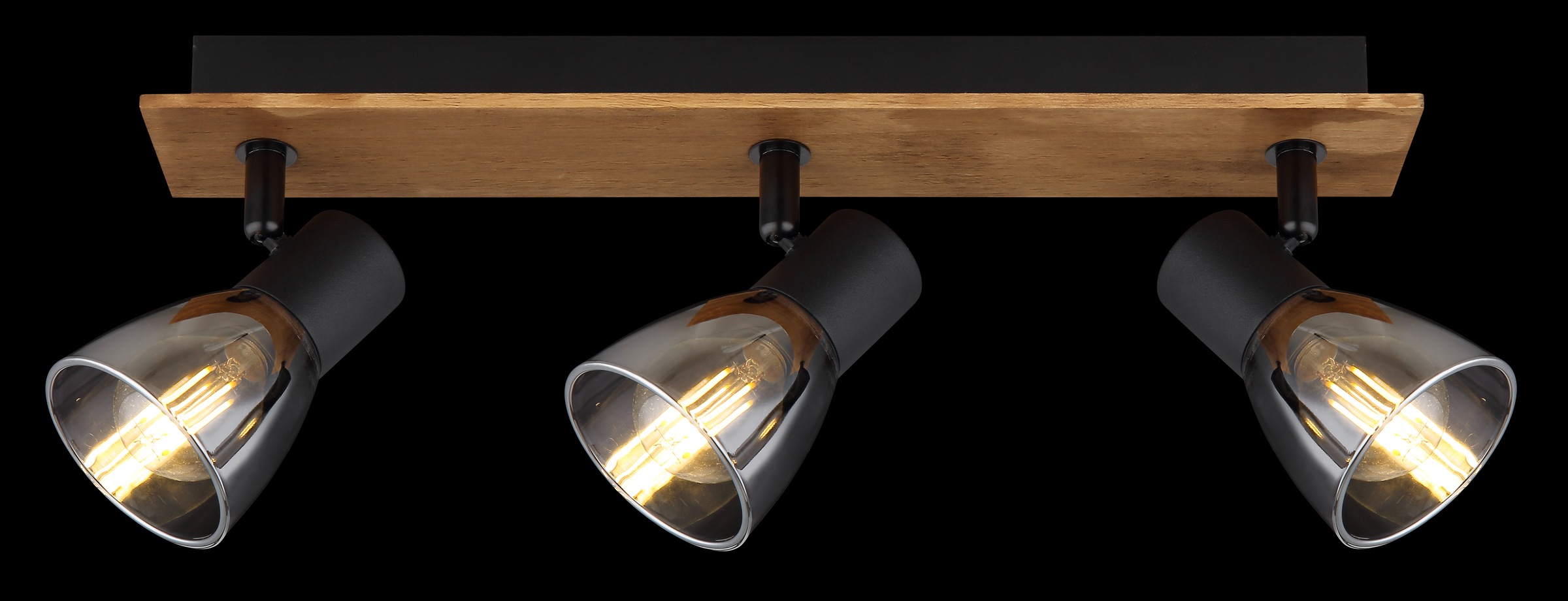 GLOBO LIGHTING Deckenspot »CLAUDE« E14 1 Stk. Strahler Holz/Schwarz, Rauchglas, E14