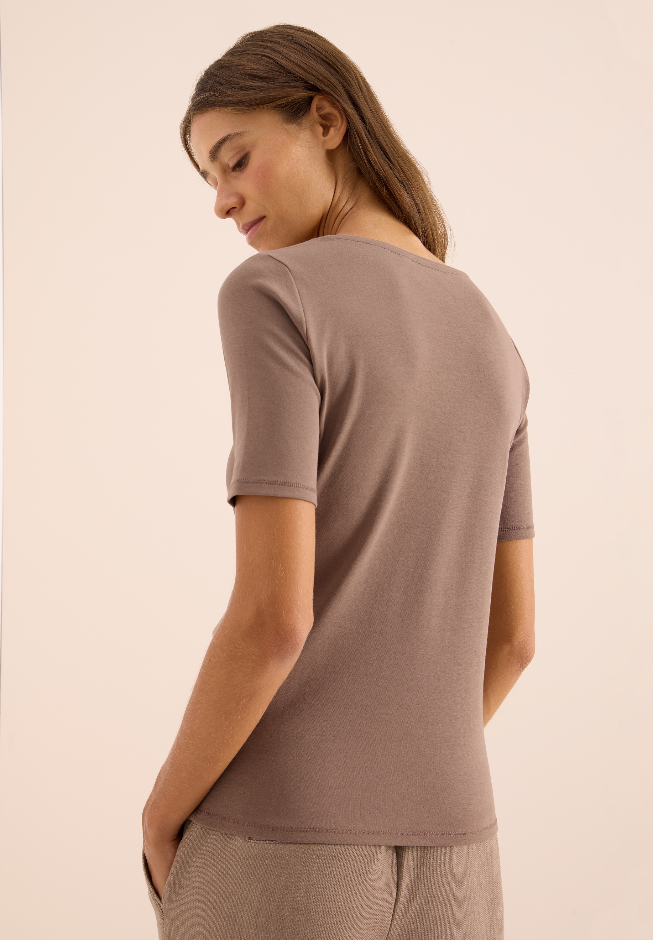 Cecil Rundhalsshirt »Style Lena«, mit Halbärmeln