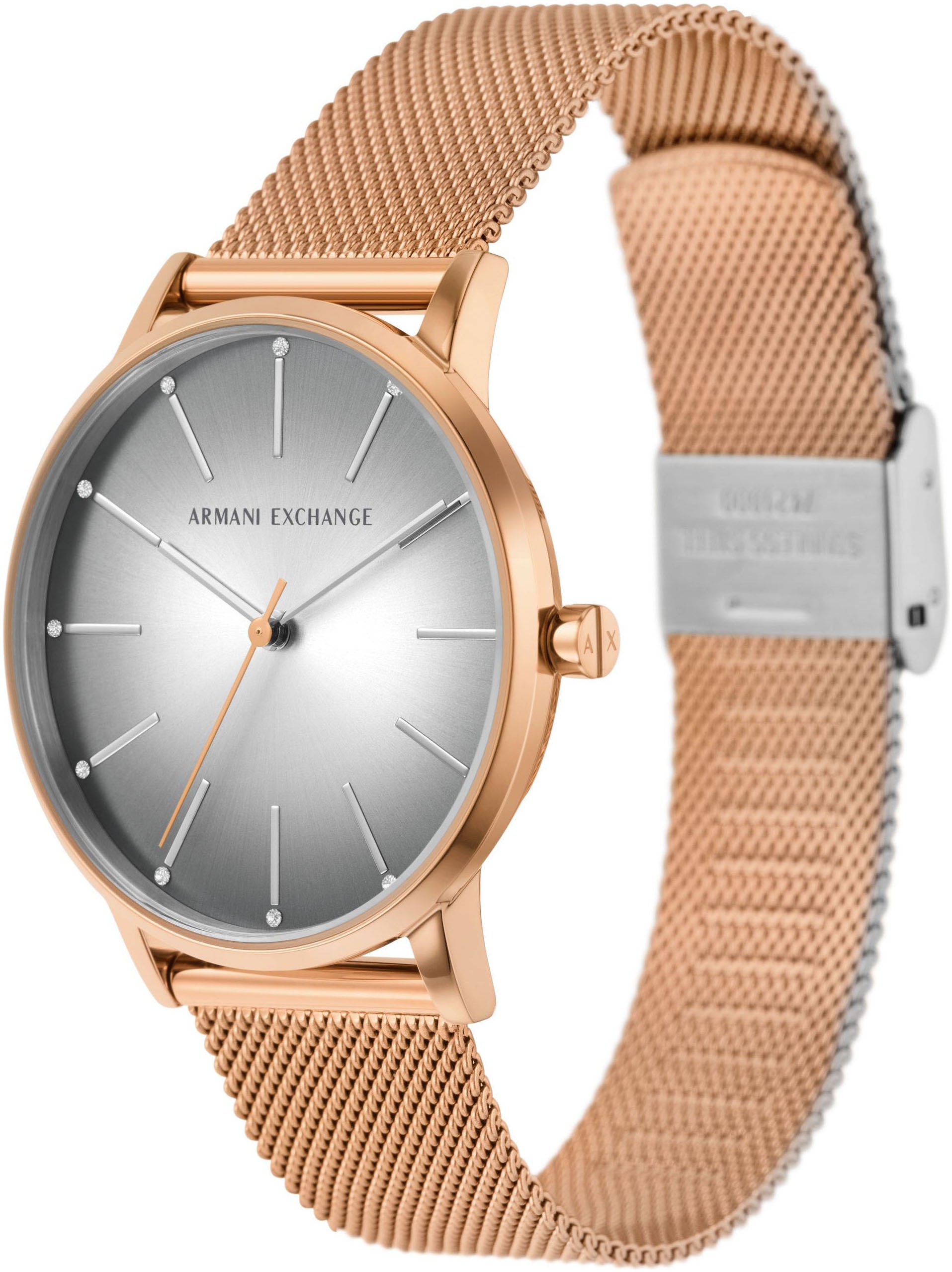 ARMANI EXCHANGE Quarzuhr, Armbanduhr, Damenuhr, analog, Edelstahlarmband
