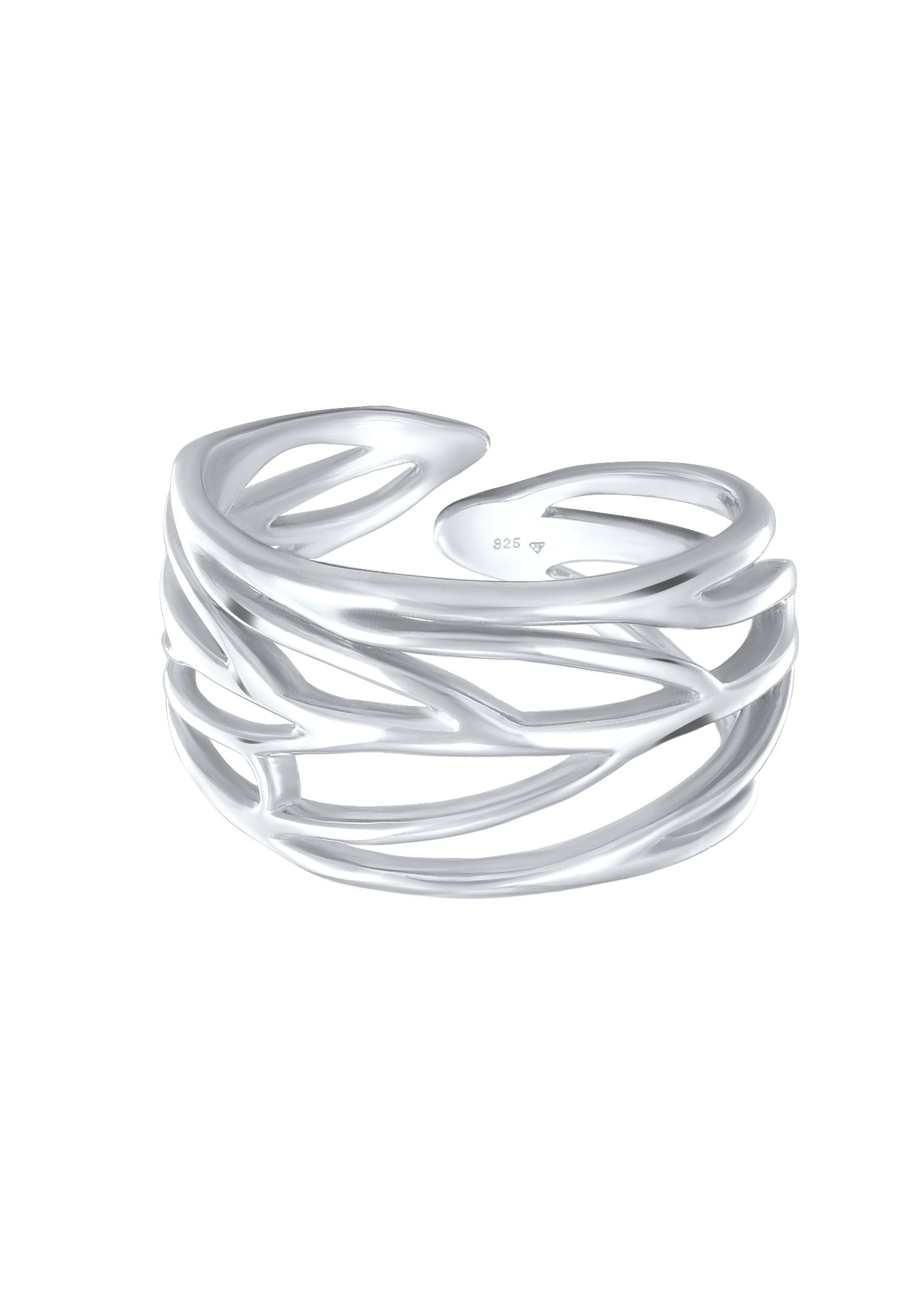 Elli Fingerring »Ornament und offene Ringschiene 925 Silber«