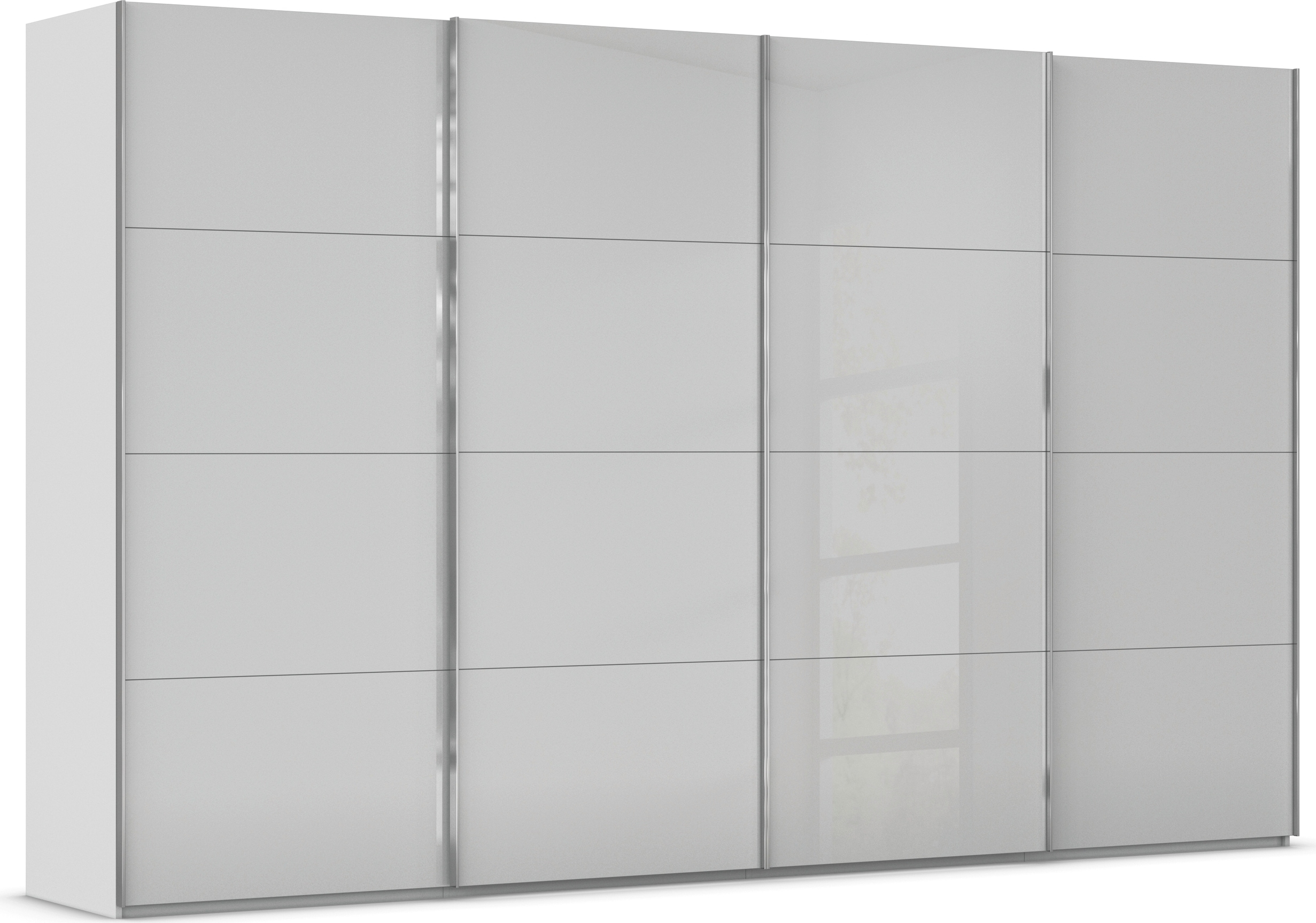 rauch Schwebetürenschrank "Kleiderschrank Schrank Garderobe Schlafzimmerschrank SCALE-FYRA" edle viergeteilte Türen mit Glas-Front viele Farben MADE IN GERMANY
