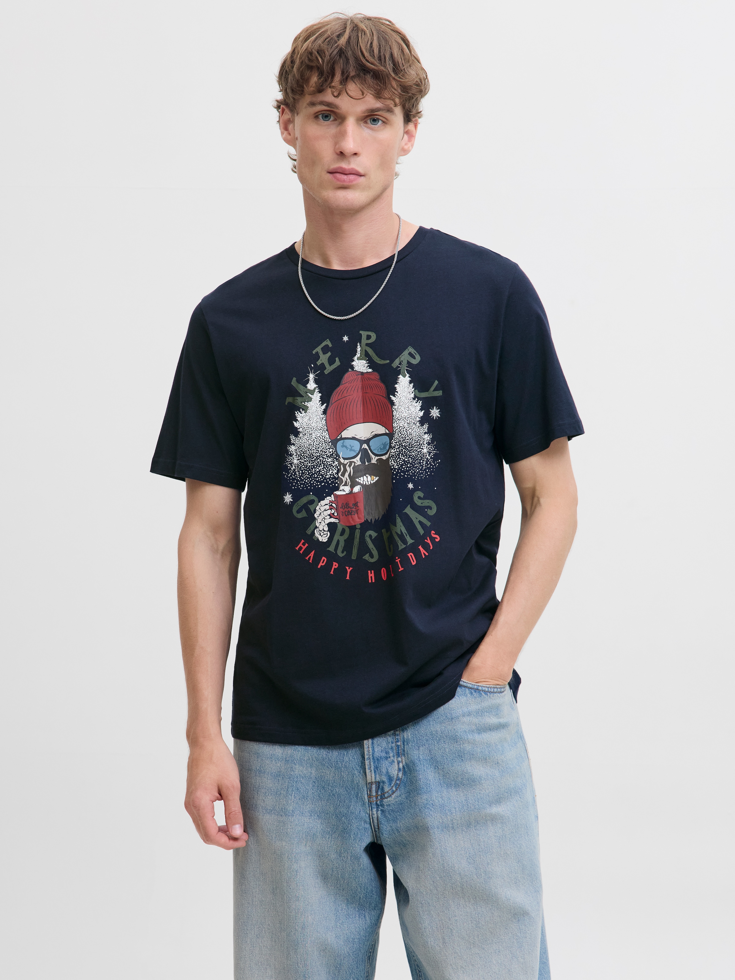 Jack & Jones Kurzarmshirt "JJNOEL XMAS TEE SS CREW NECK" günstig online kaufen