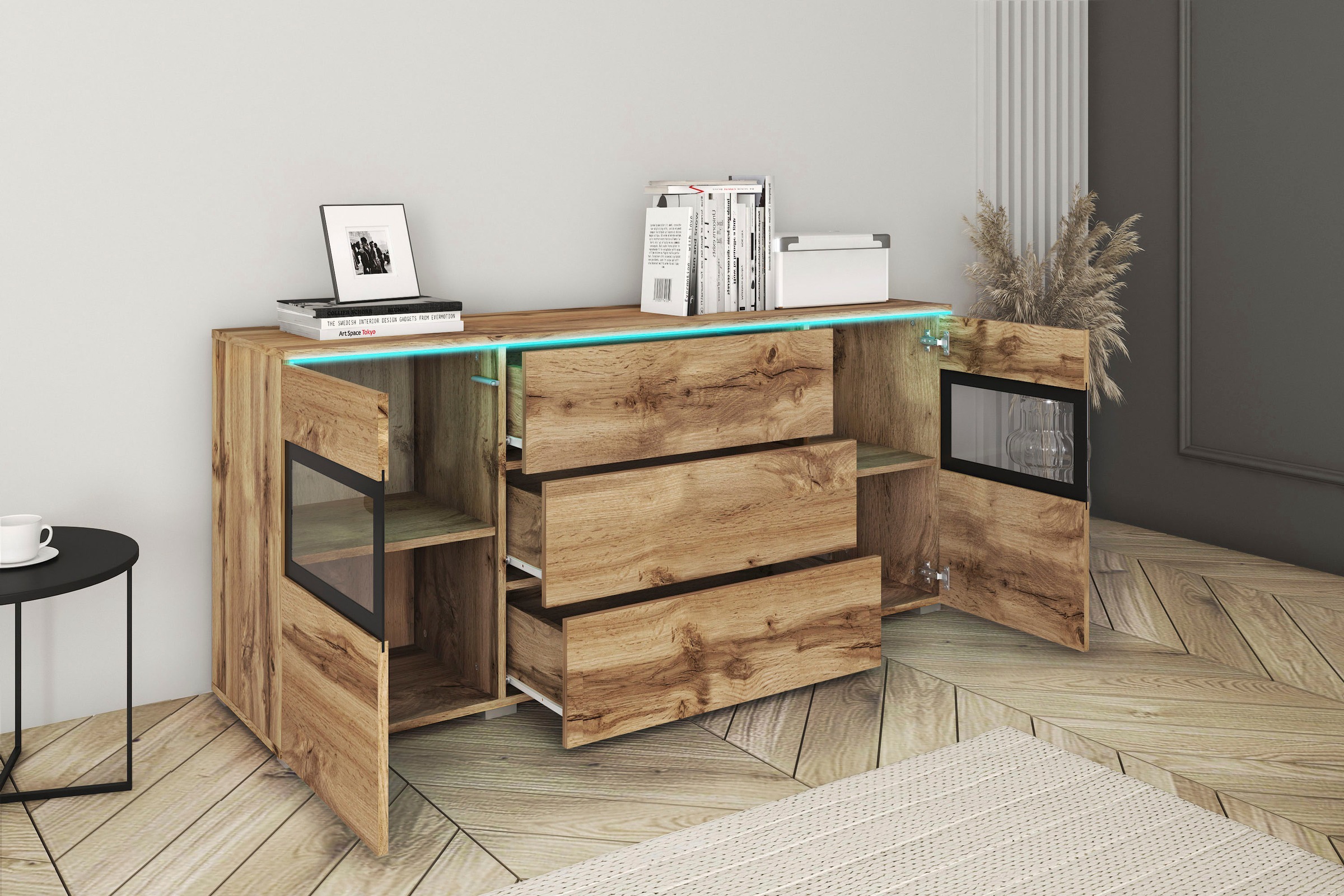 Thumbnail - Home affaire Sideboard "VERA" Moderne grifflose Kommode,verstellbare Einlegeböden
