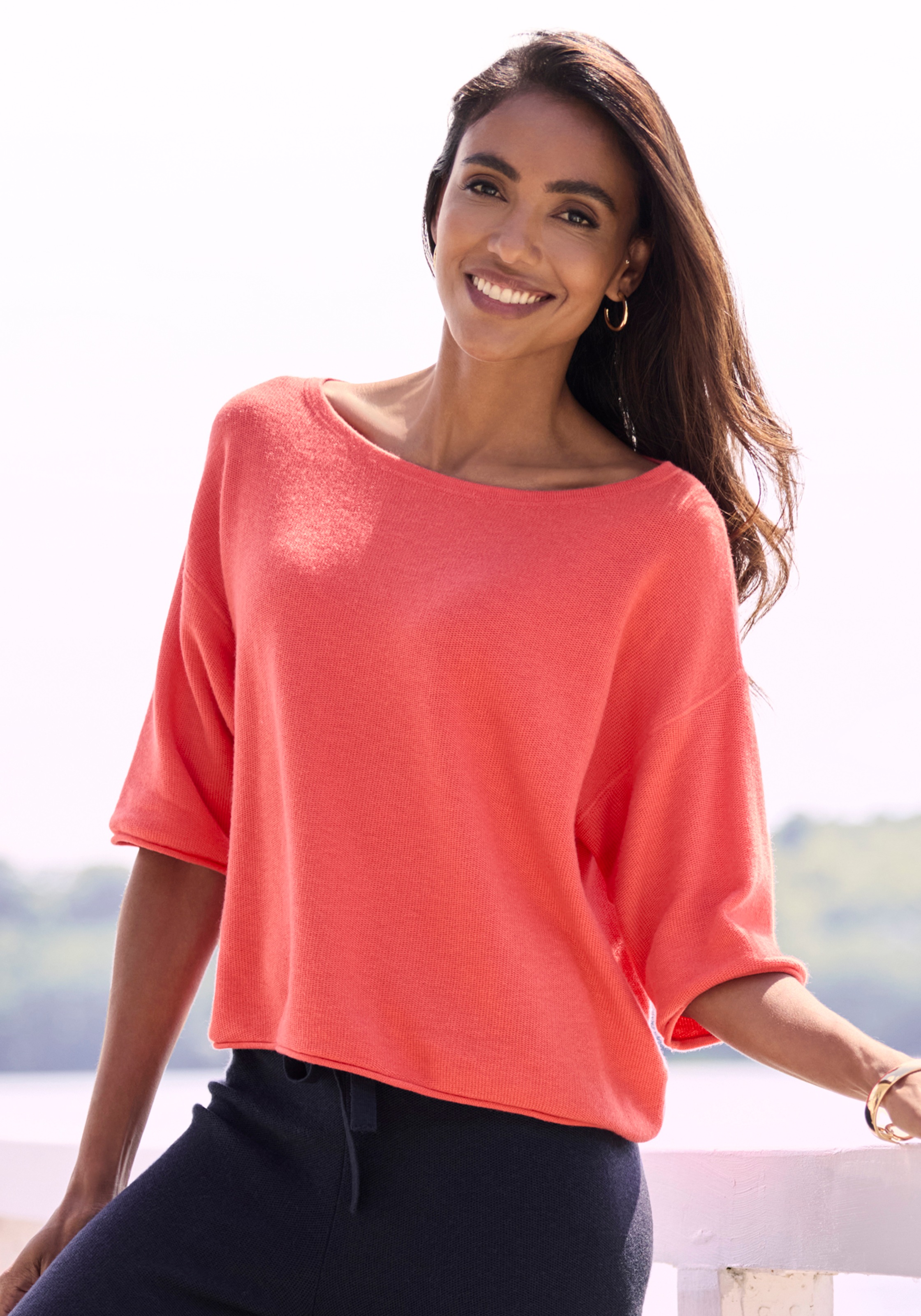 Elbsand 3/4-Arm-Shirt mit U-Boot Ausschnitt, Loungewear günstig online kaufen