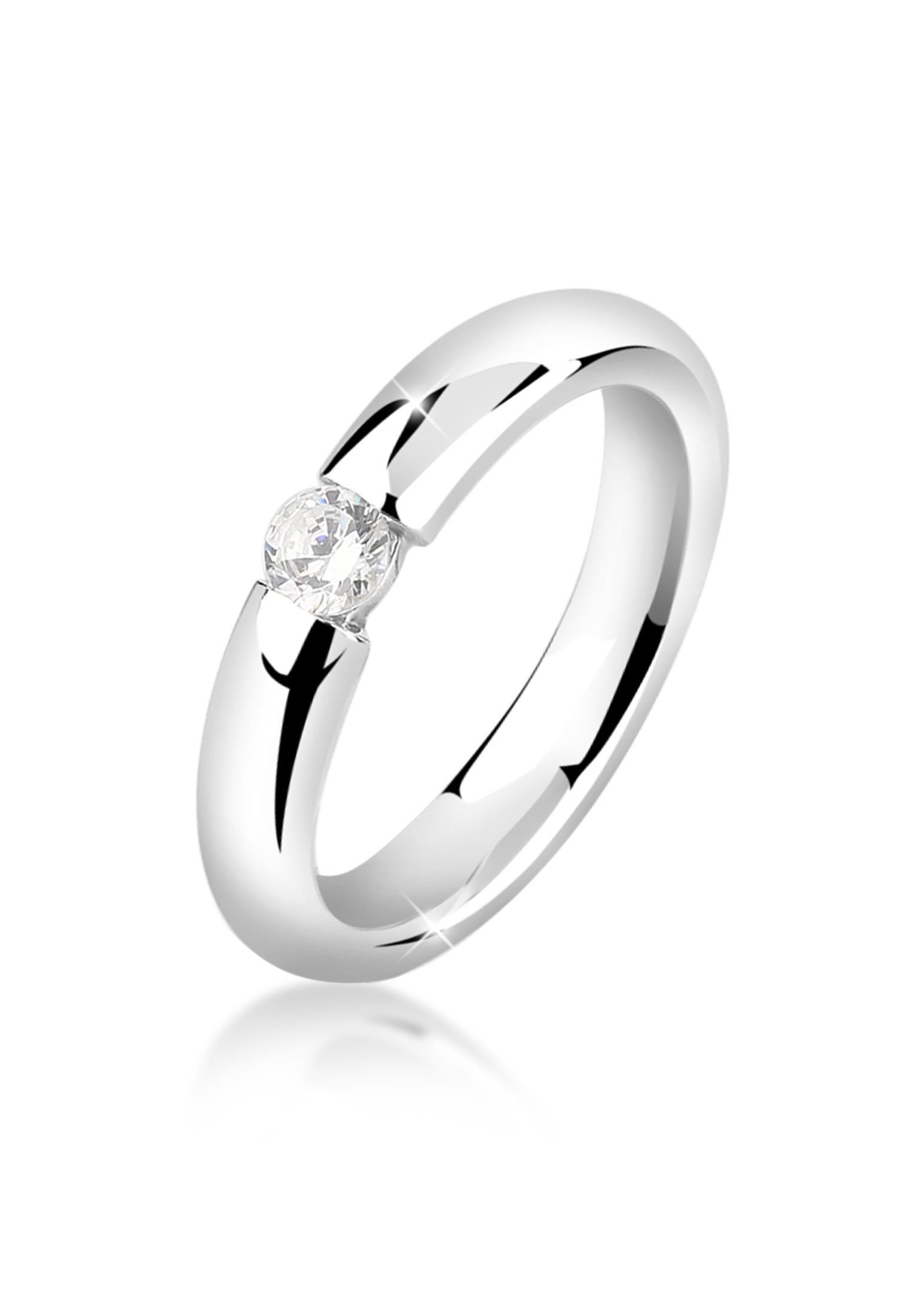 NENALINA Damen Verlobungsring "Ring Damenring Solitär mit Zirkonia 925 Silber", 54, Silber 925 (Sterlingsilber), silber, Silber 925 (Sterlingsilber),