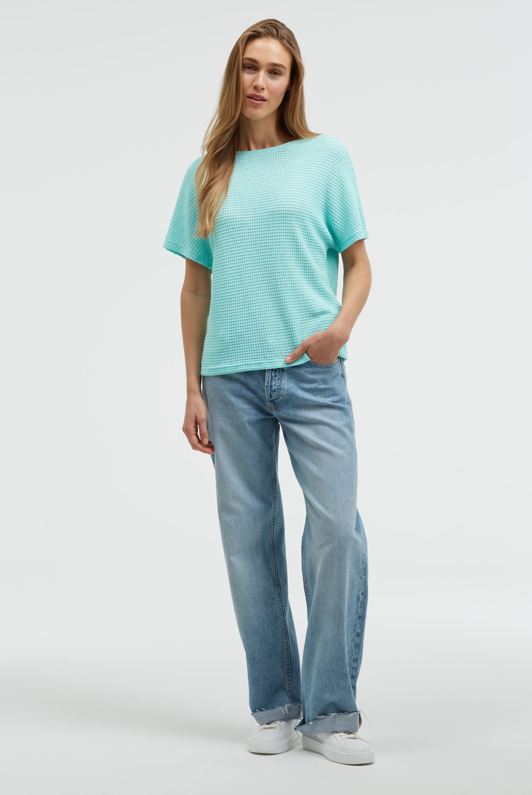 SENSES.THE LABEL Rundhalsshirt mit überschnittener Schulter