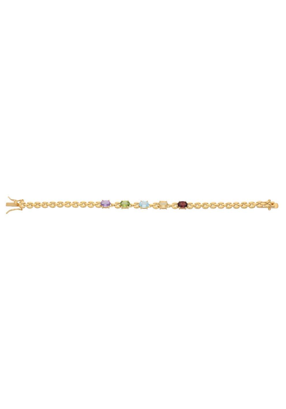 Firetti Armband »Schmuck Geschenk Silber 925 Armschmuck Armkette Edelstein«, mit Amethyst, Blautopas, Citrin, Granat, Peridot