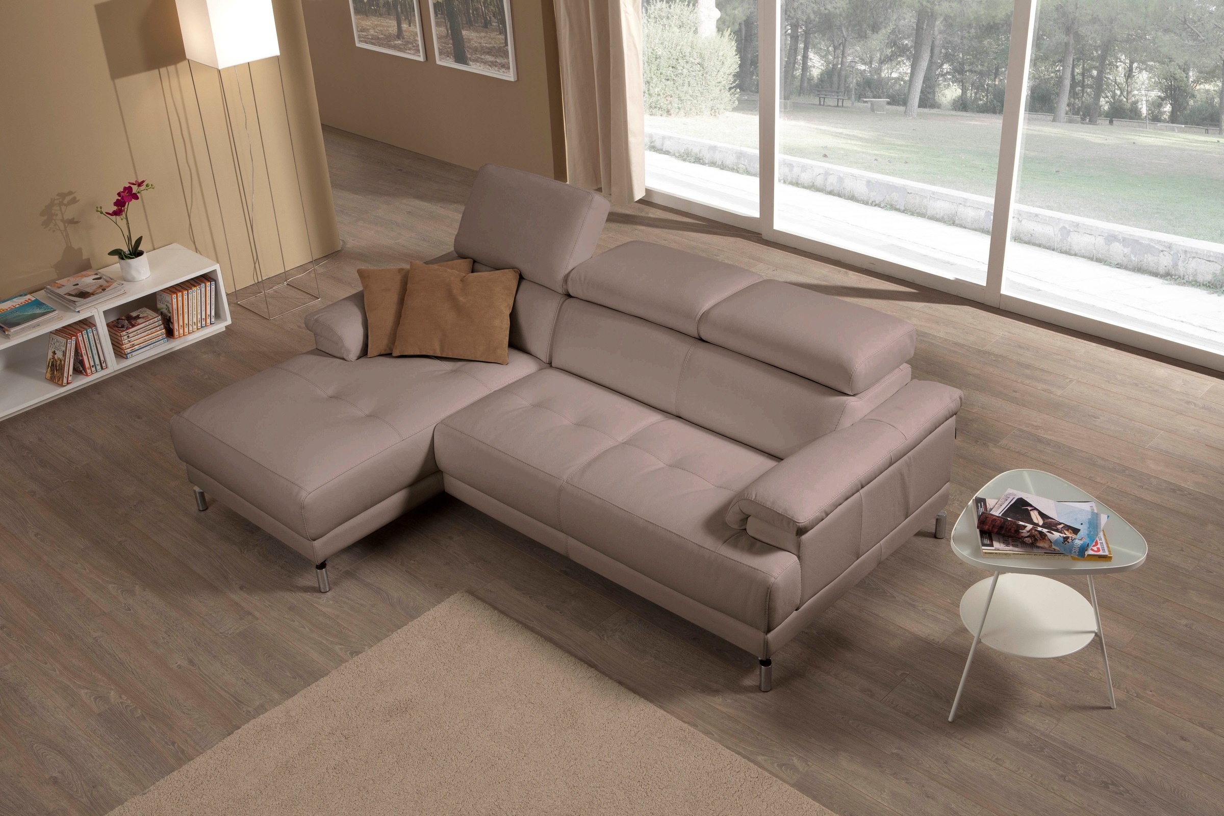 Egoitaliano Ecksofa »Soul, Design und Sitzkomfort auf hohem Niveau, tolle Details, L-Form«, mit Recamiere, inkl. Kopfteilverstellung