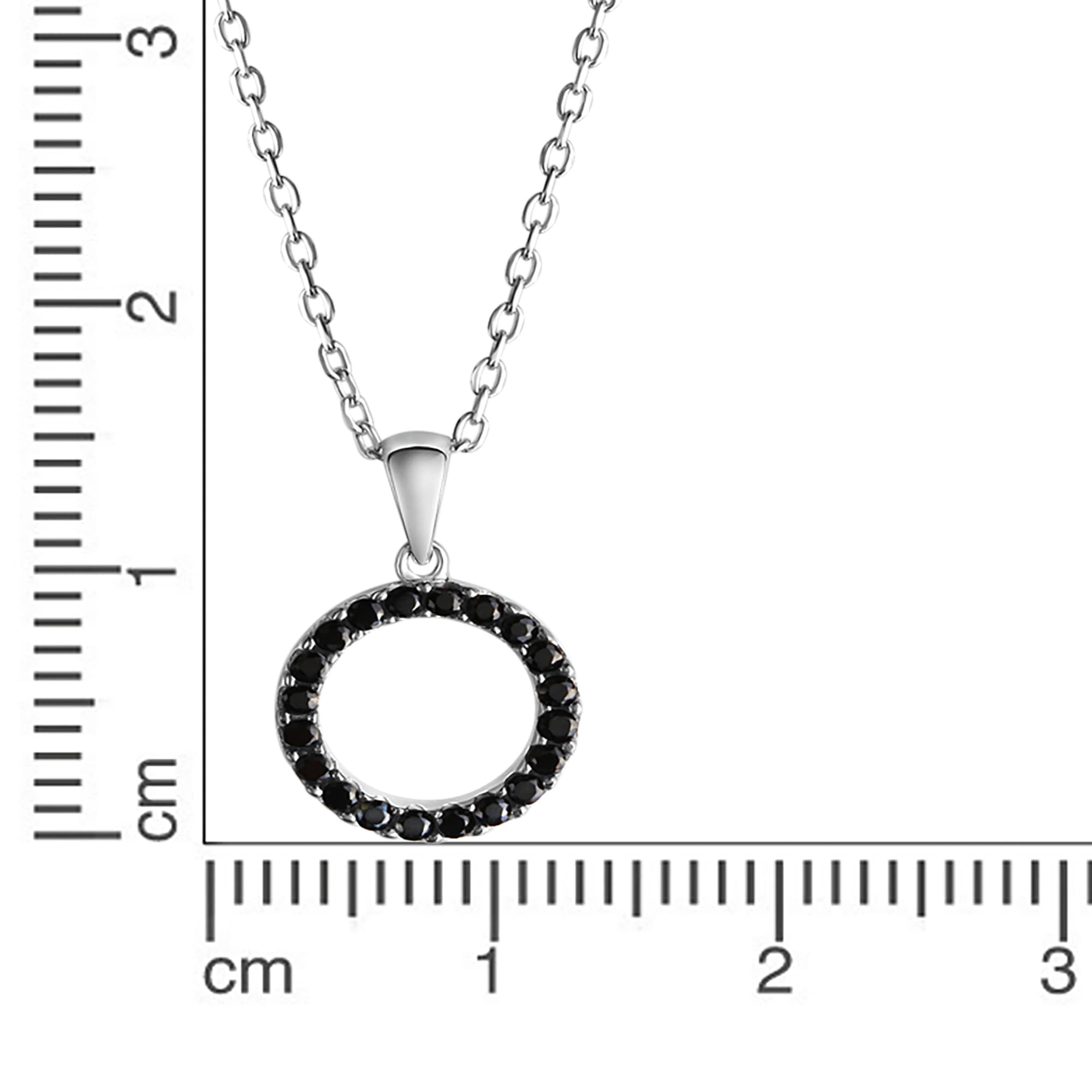 CELESTA Kette mit Anhänger »Silber 925 rhodiniert 42+3cm lang mit schwarzen Zirkonia-Steinen«