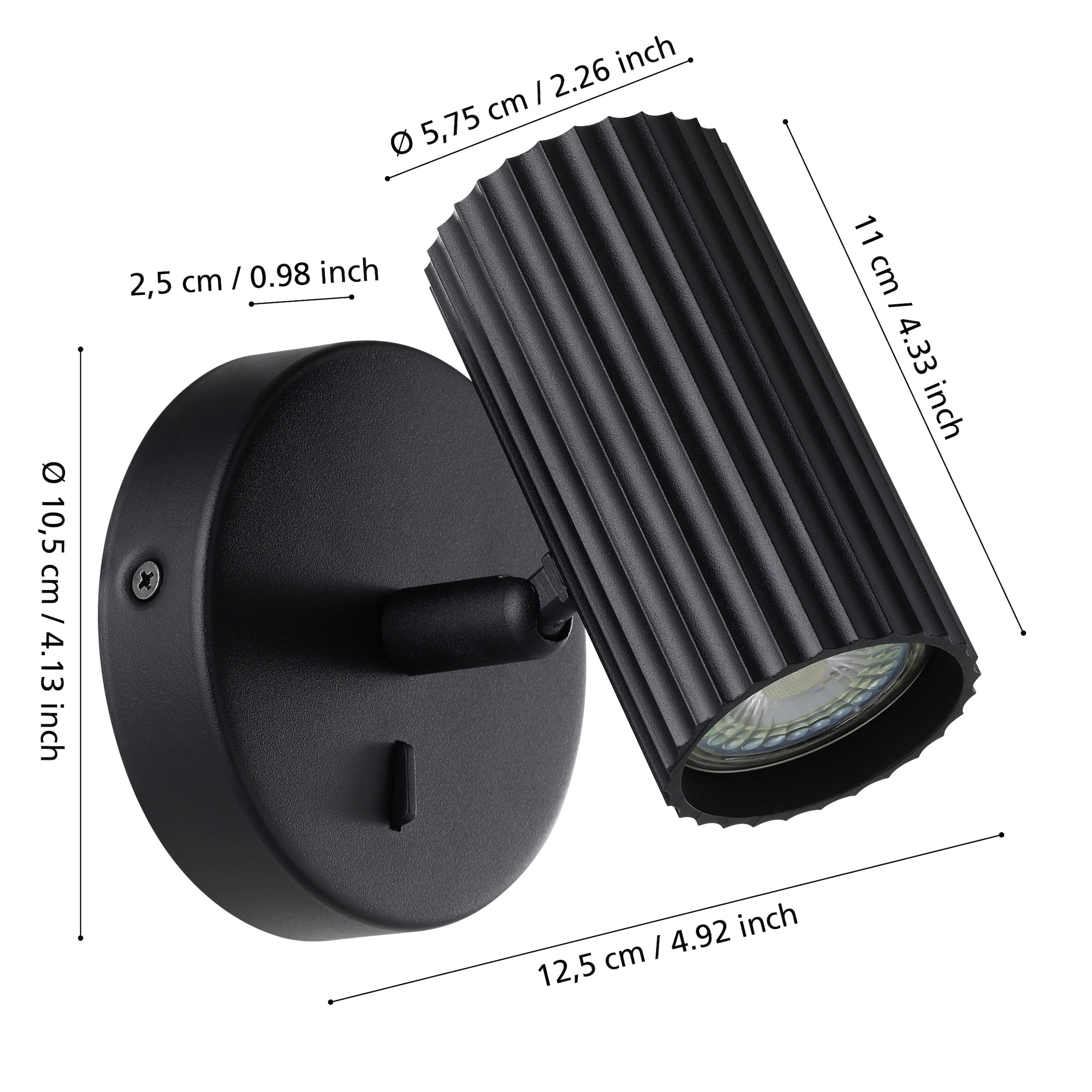 EGLO Wandleuchte »PORTILLO Wandlampe - Alu, Stahl - GU10 - 1X5W - IP20« GU10 1 Stk. Wandstrahler, Wandspot, Wohnzimmer, Flur, L10,5 x H11 x AL12,5 cm