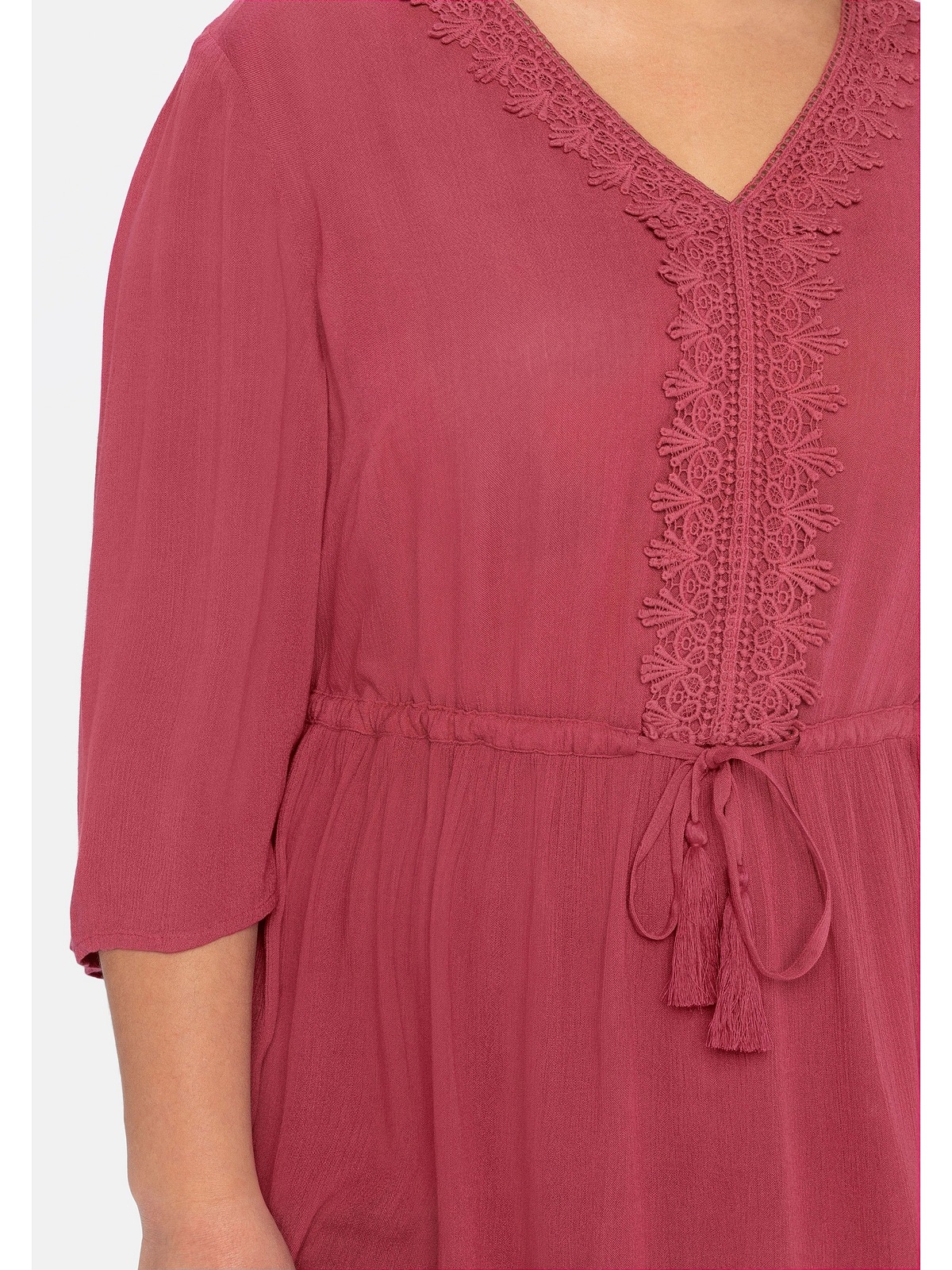 Sheego Longtunika »Große Größen« mit Häkelspitze und Bindeband