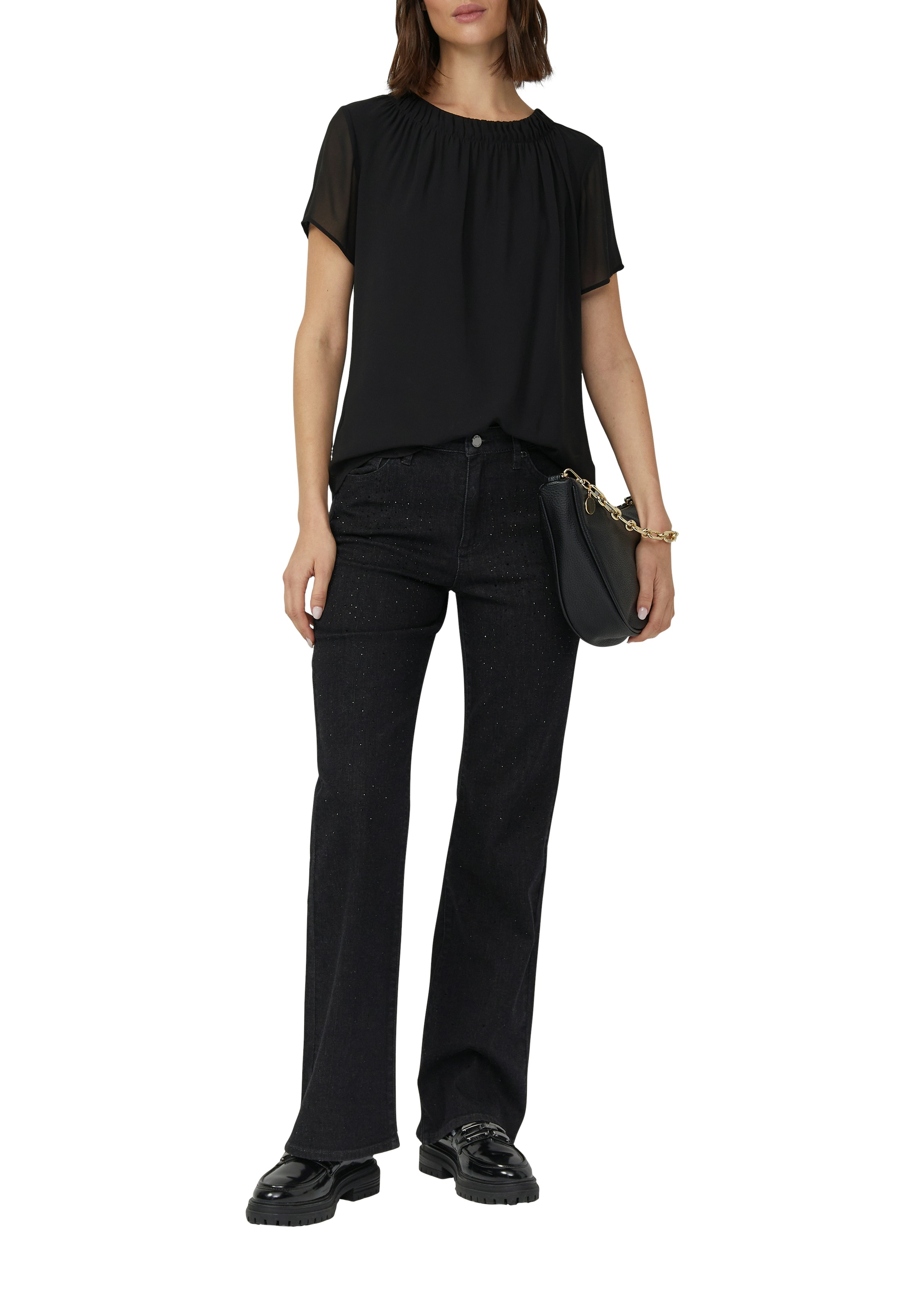 s.Oliver BLACK LABEL Kurzarmbluse mir Raffung am Ausschnitt günstig online kaufen