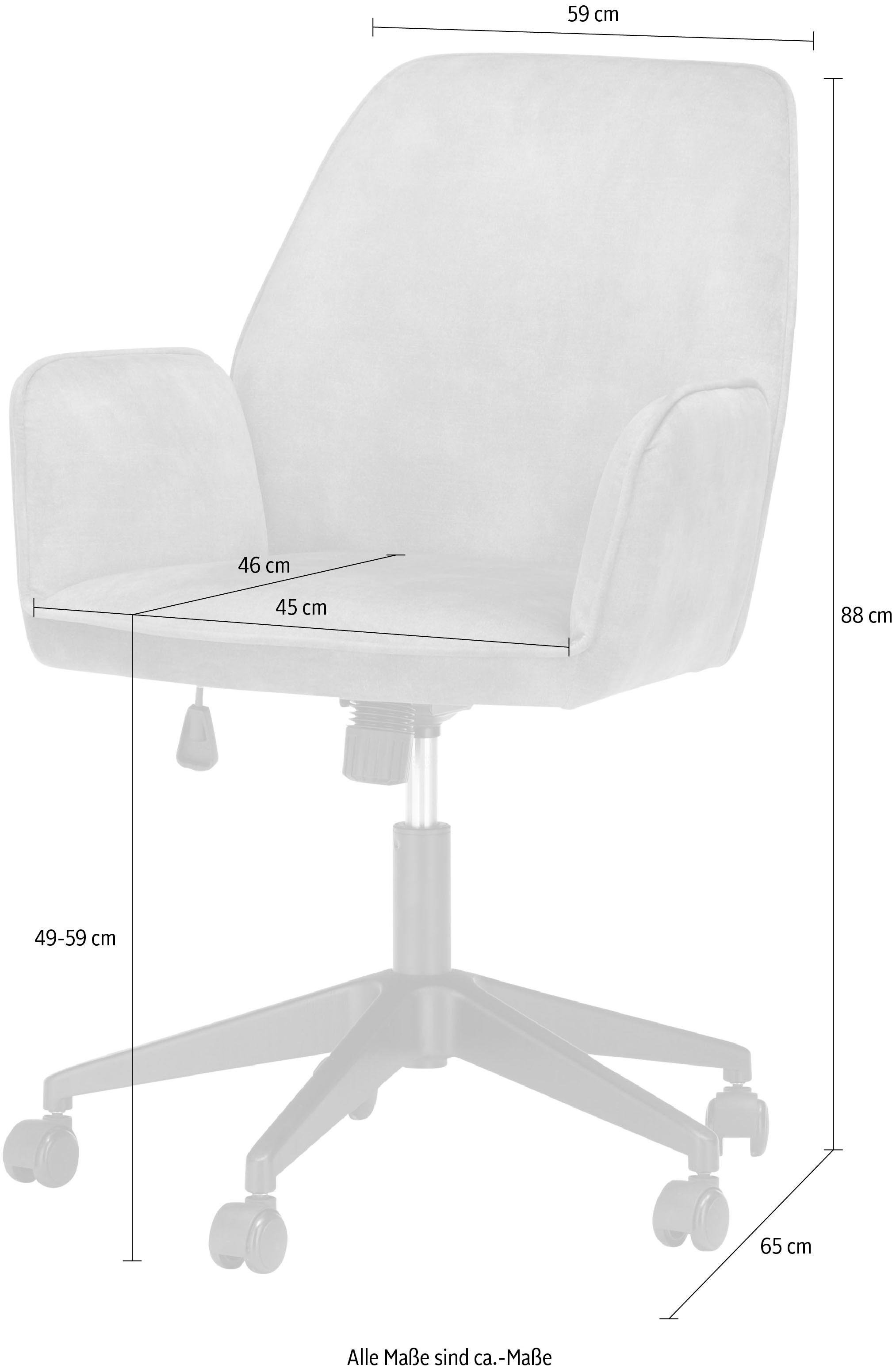 MCA furniture Schreibtischstuhl »O-Ottawa«, Stoffbezug, Velvet, Bürostuhl mit Komfortsitzhöhe stufenlos verstellbar