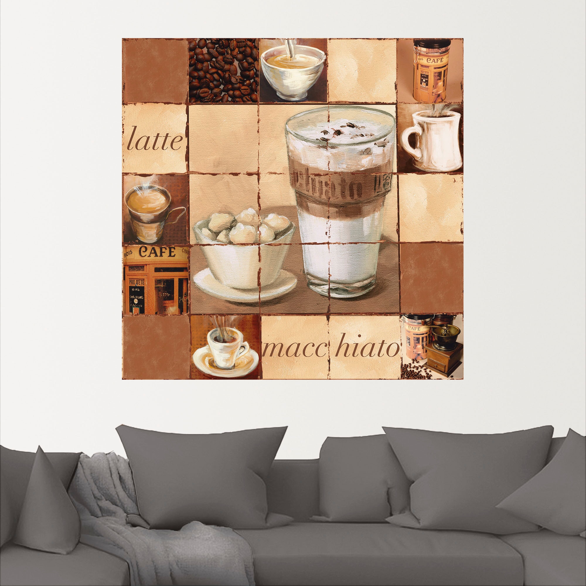 Artland Wandbild »Latte Macchiato Collage«, Getränke, (1 St.), als Alubild, Leinwandbild, Wandaufkleber oder Poster in versch. Größen