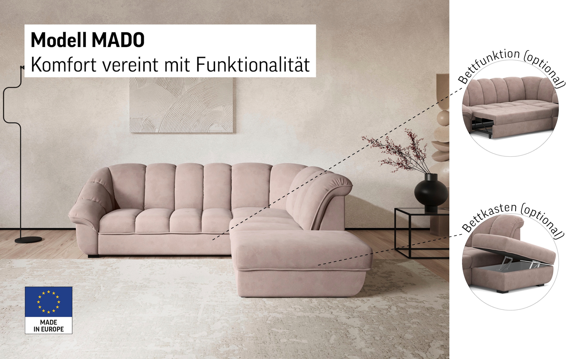 COTTA Ecksofa »Mado, Breite 260 cm« verschiedene Sofas individuell kombinierbar