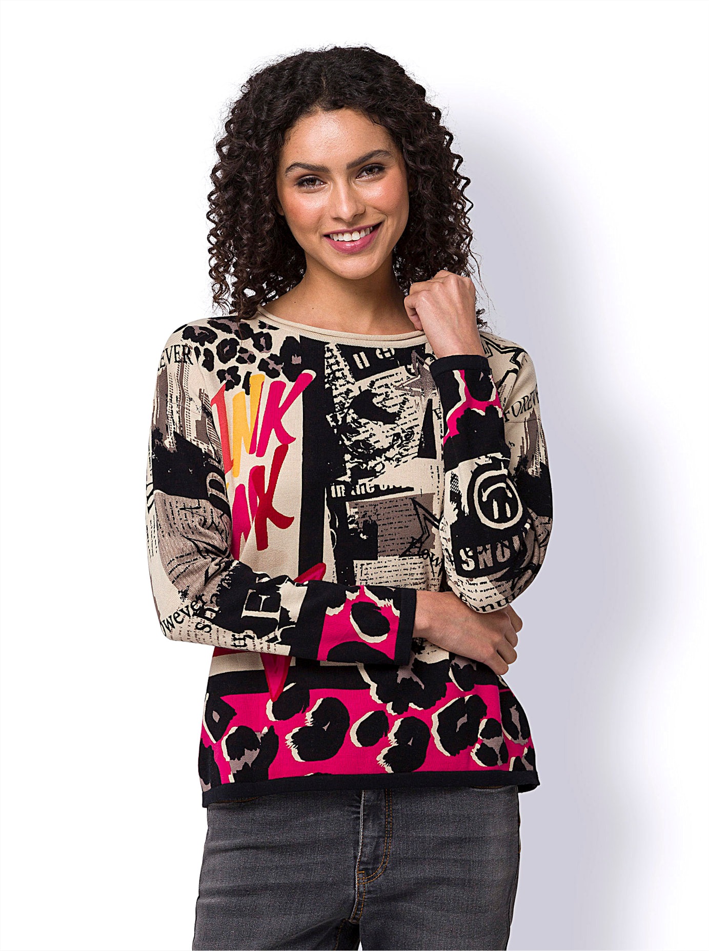 heine Strickpullover "Druck-Pullover" günstig online kaufen