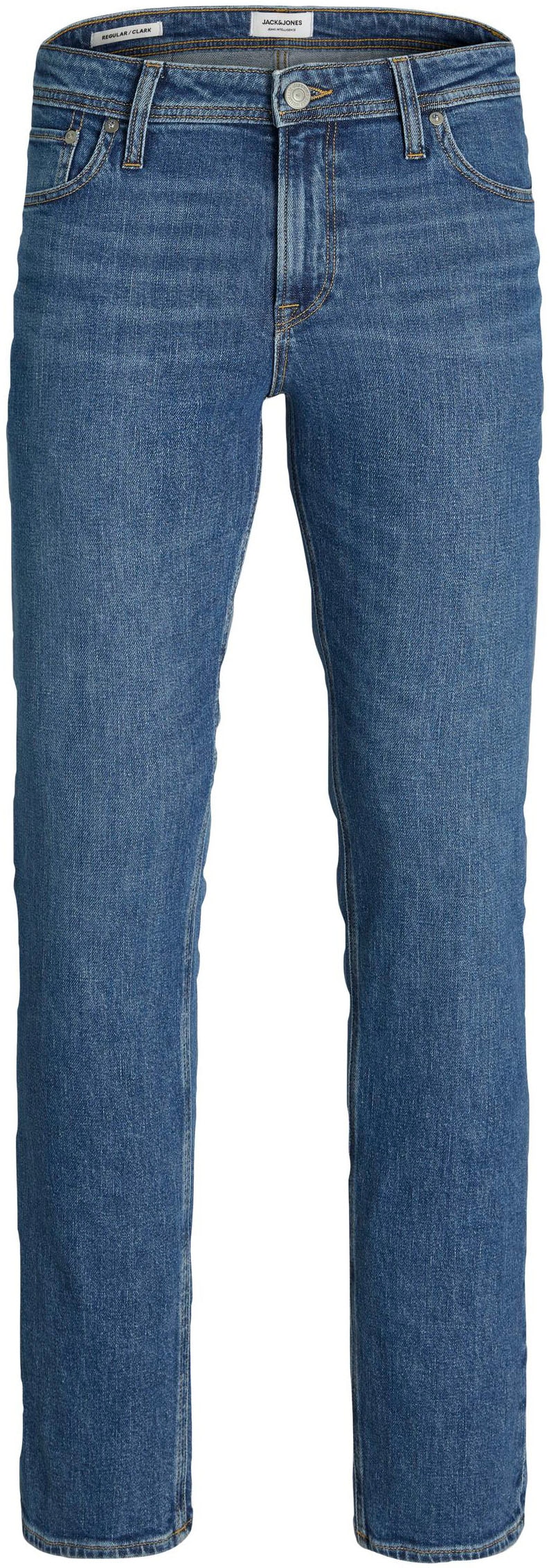 Jack & Jones Regular-fit-Jeans »JJICLARK im Used-Look, Stretchkomfort und niedrige Leibhöhe«, mit Abriebeffekten