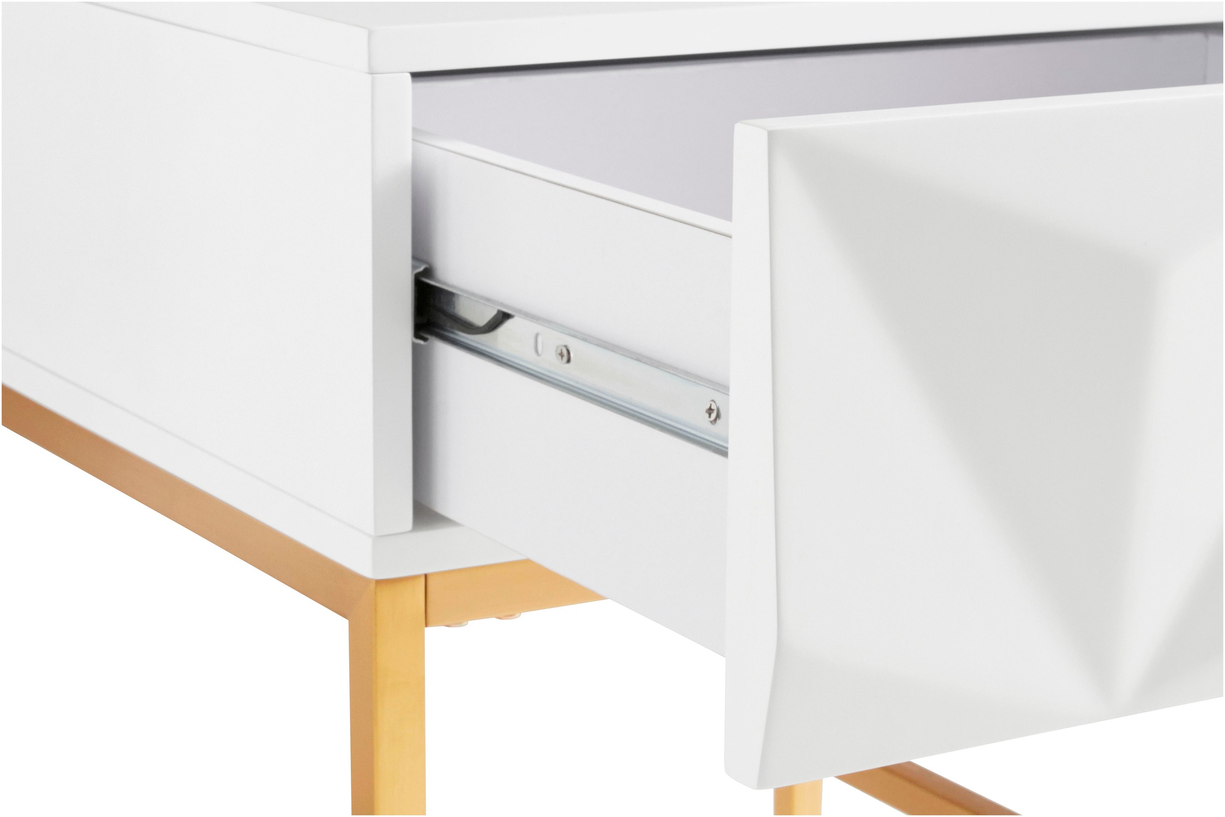 Leonique Sideboard »Minfi«, in 3D-Optik, Konsolentisch mit goldfarbenem Metallgestell