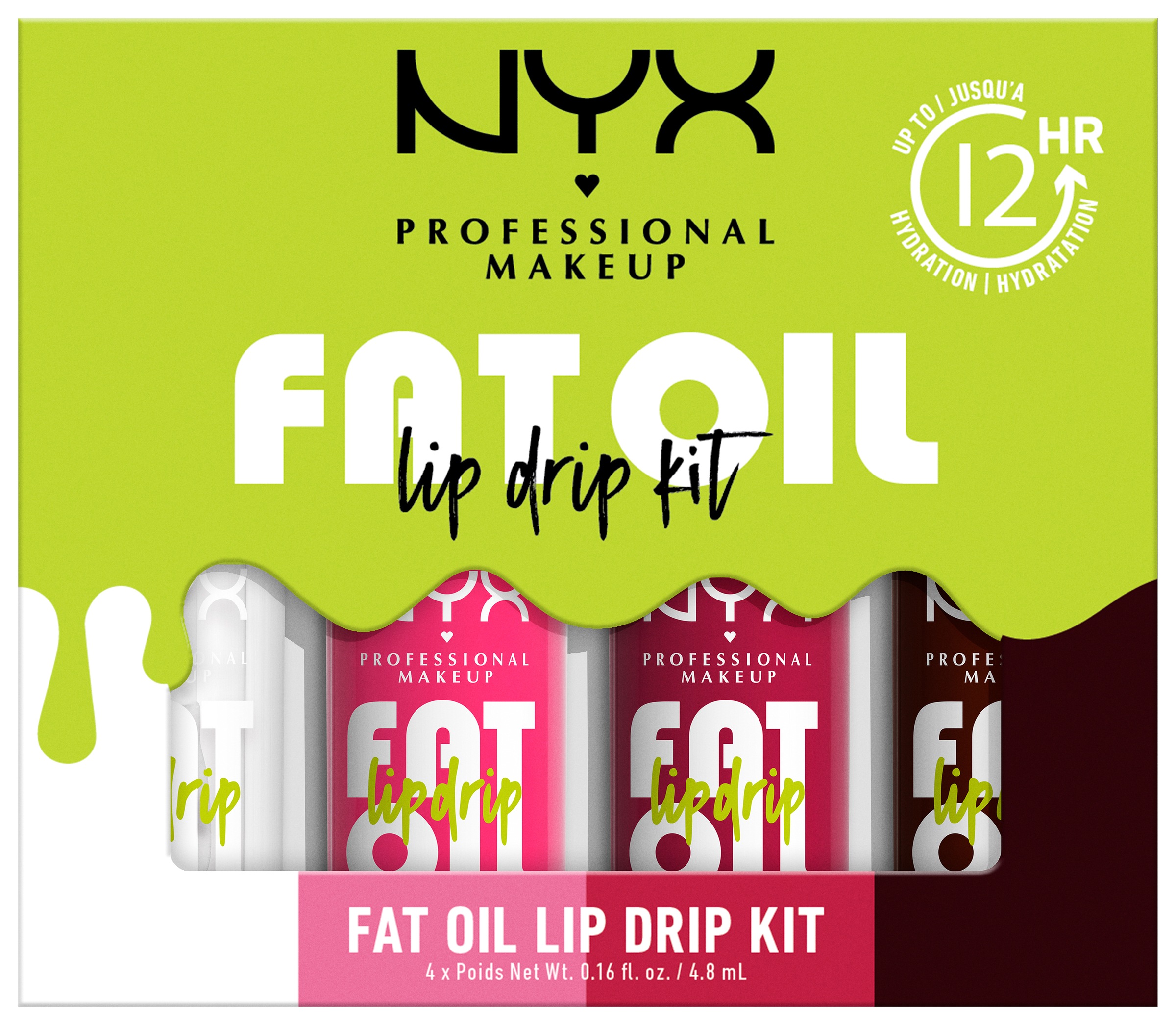 NYX Schmink-Set »NYX Professional Makeup Fat Oil Lip Drip Kit, Lip Glos«, Nicht klebrig, polstert die Lippen auf, pflegt, glänzendes Finish.