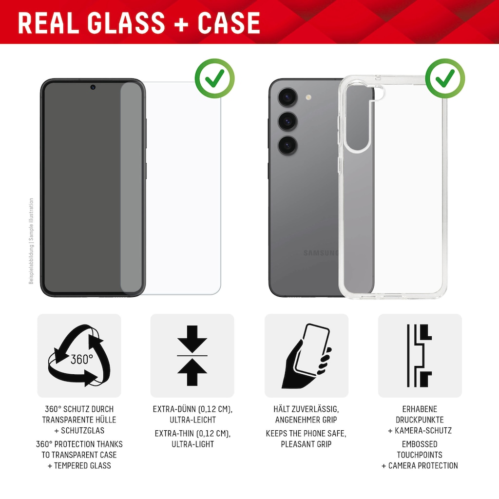 Displex Displayschutzglas »Real Glass + Case«, für Samsung Galaxy A55 5G, (1 St.)