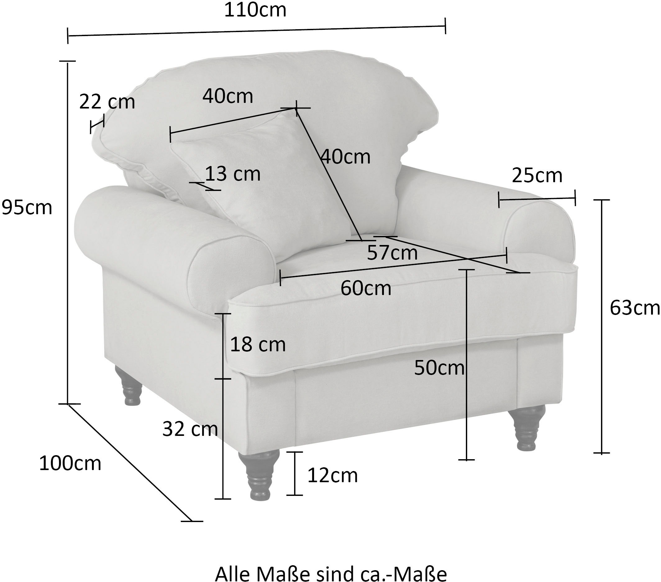 Home affaire Sessel »WESTMINSTER«, (Set, 2 St., 1Sessel, 1 Hocker), mit Federkern-Polsterung