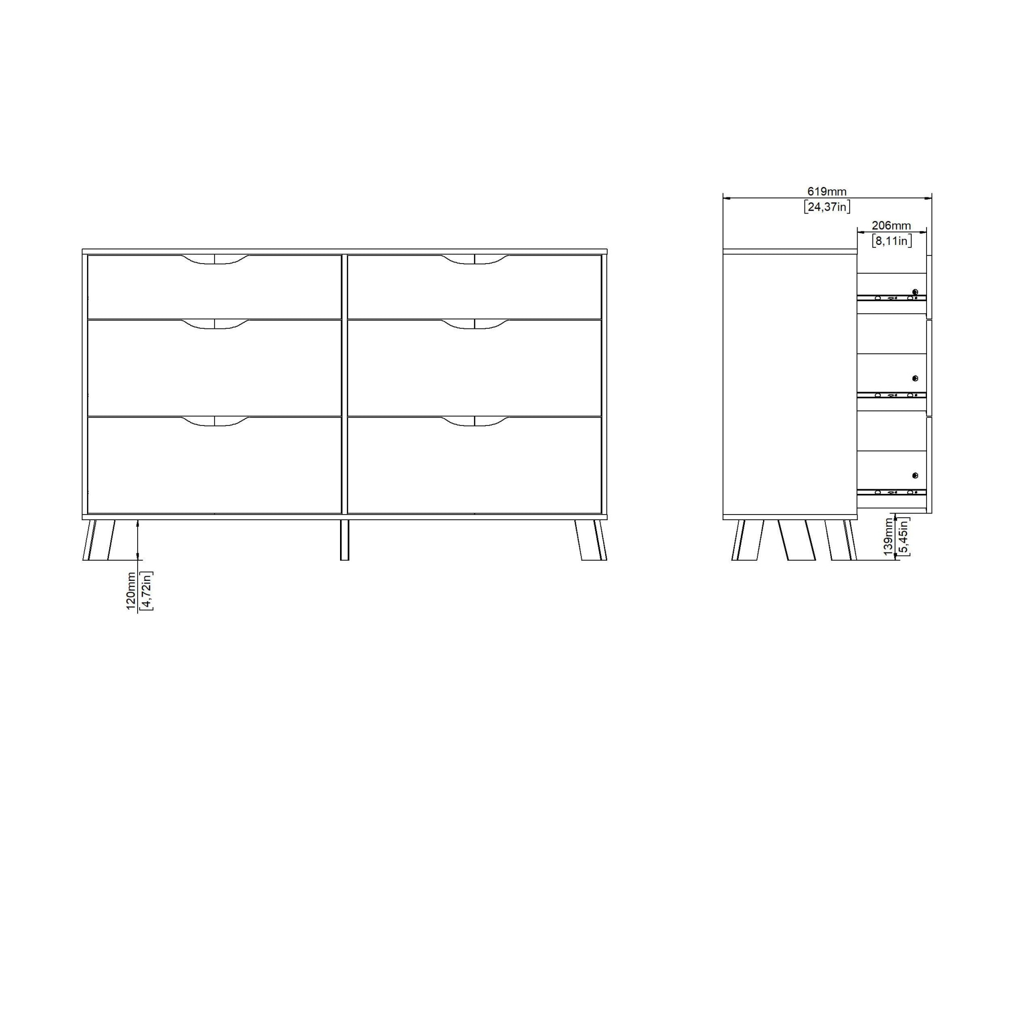 andas Kommode »Ikast, Schubladenschrank, Sideboard, Aufbewahrung, Stauraum«, 6 Schubladen, Eingriffsmulden, Breite 156 cm