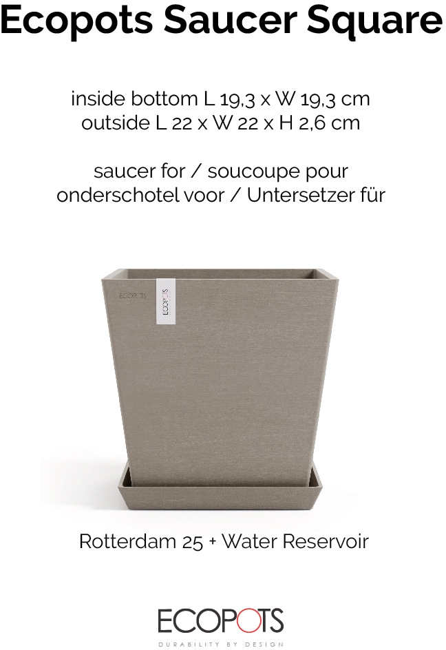 ECOPOTS Topfuntersetzer »Quadratisch 20 Taupe«, für innen und außen: frostsicher, bruchsicher und lichtbeständig