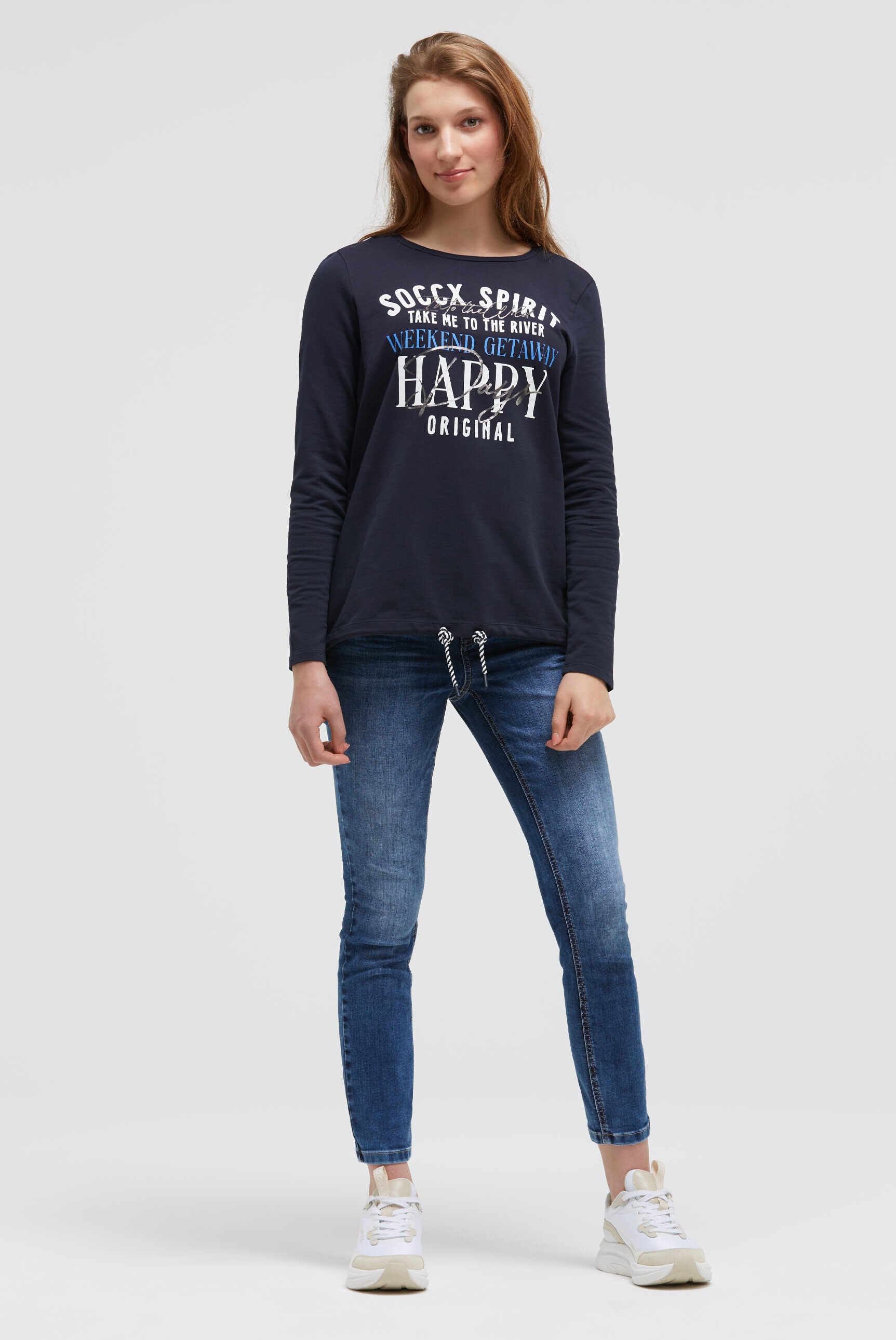 SOCCX Sweater , mit Bindeband im Saum
