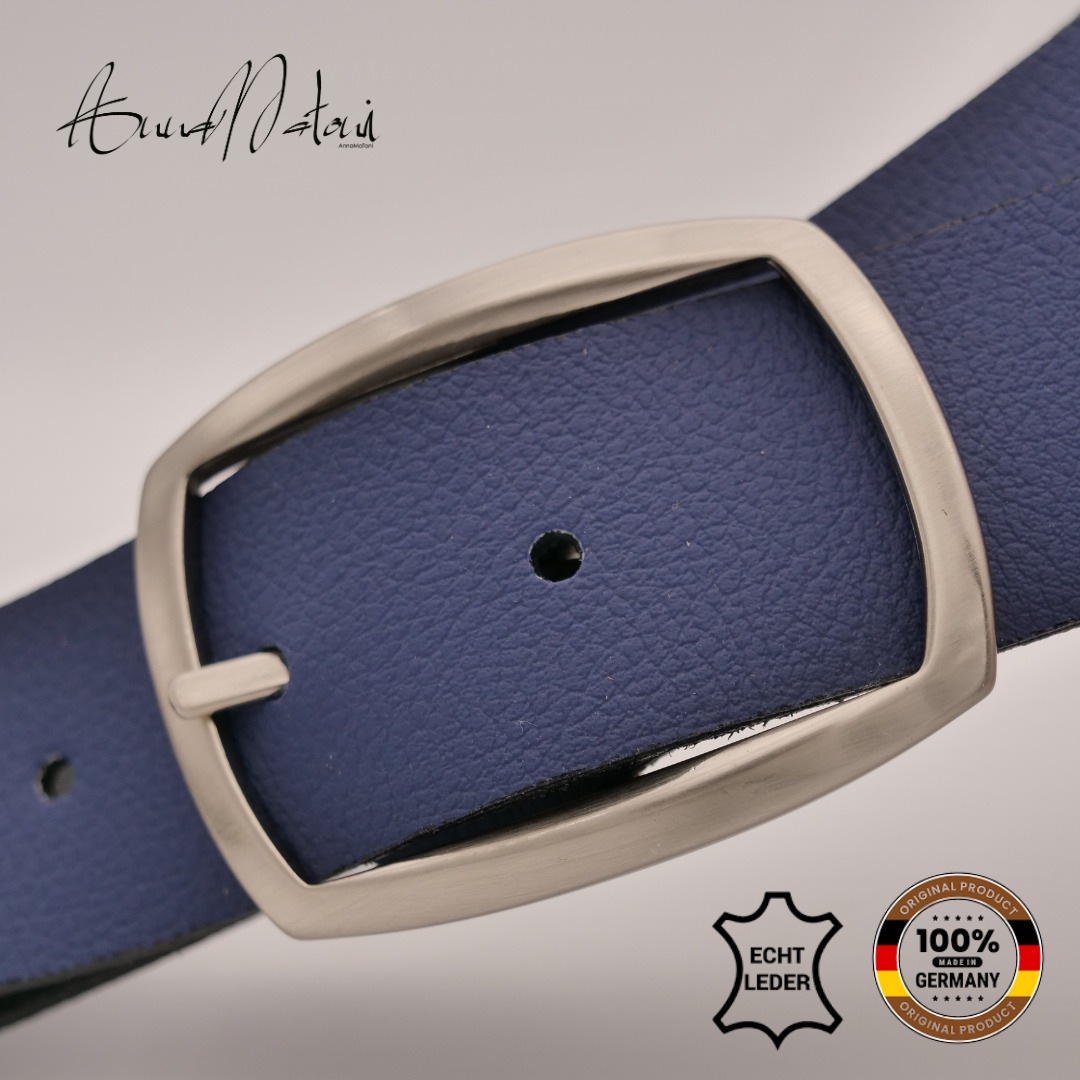 Ledergürtel ANNAMATONI "AnnaMatoni Ledergürtel Lui Ledergürtel Lui", Damen, Gr. TW90 - 105cm Gesamtlänge, blau (marine 490), 100% Leder, Gürtel Ledergürtel 2