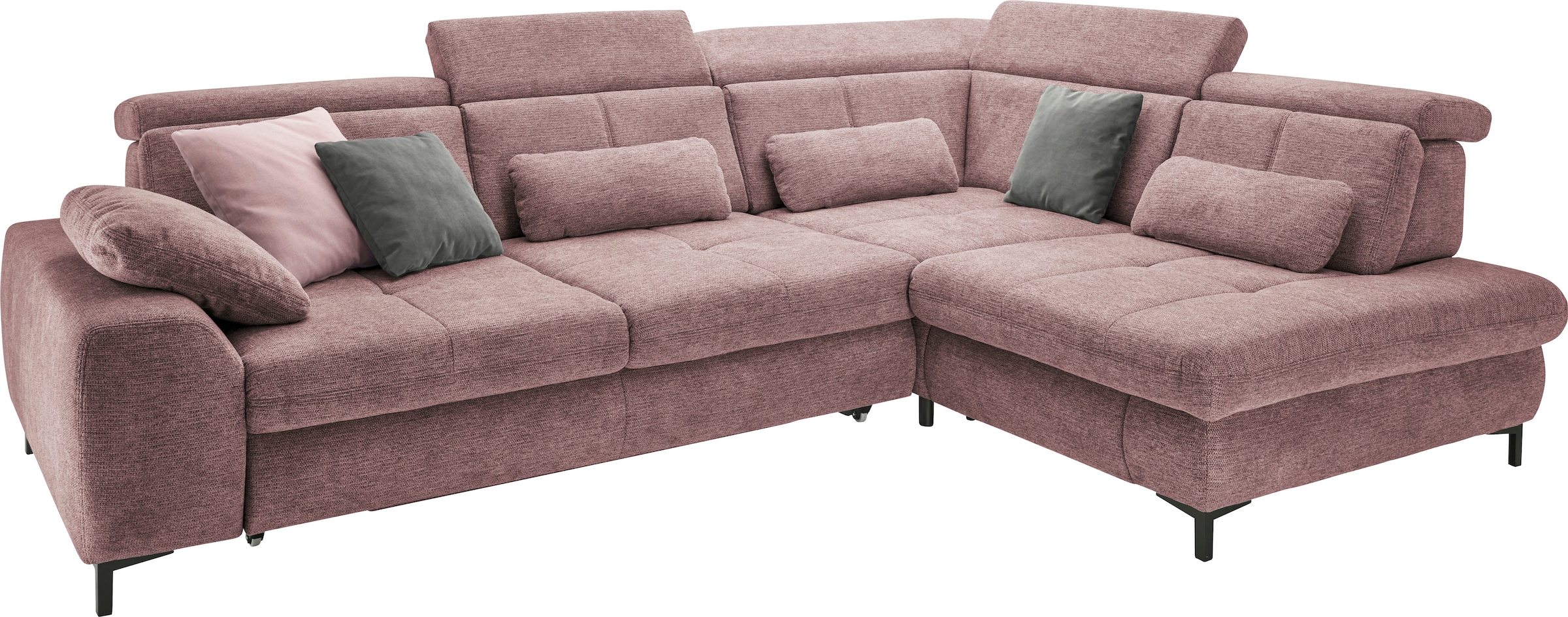 set one by Musterring Ecksofa »SO 3400 Sitzhöhe 47cm oder 49cm, Sitztiefe verstellbar, B/T 317/220 cm«, Kaltschaumpolsterung, Flachgewebe, whlw. mit weiteren Funktionen
