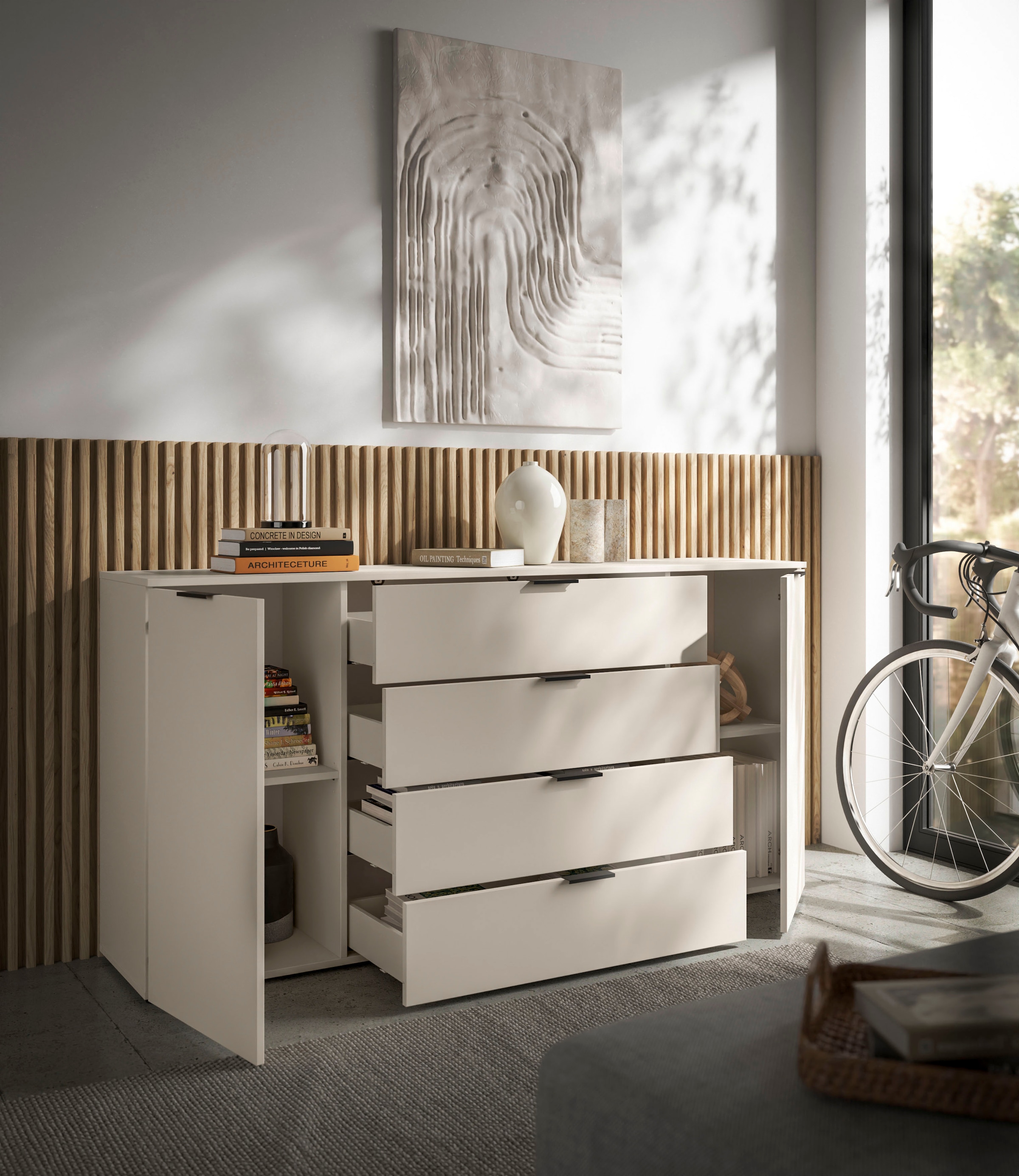 HBZ Sideboard »Linz Kommode, BxHxT 180x90x40cm«, (1 St.), Breite 180cm,Lip-Griff, Melaminbeschichtung