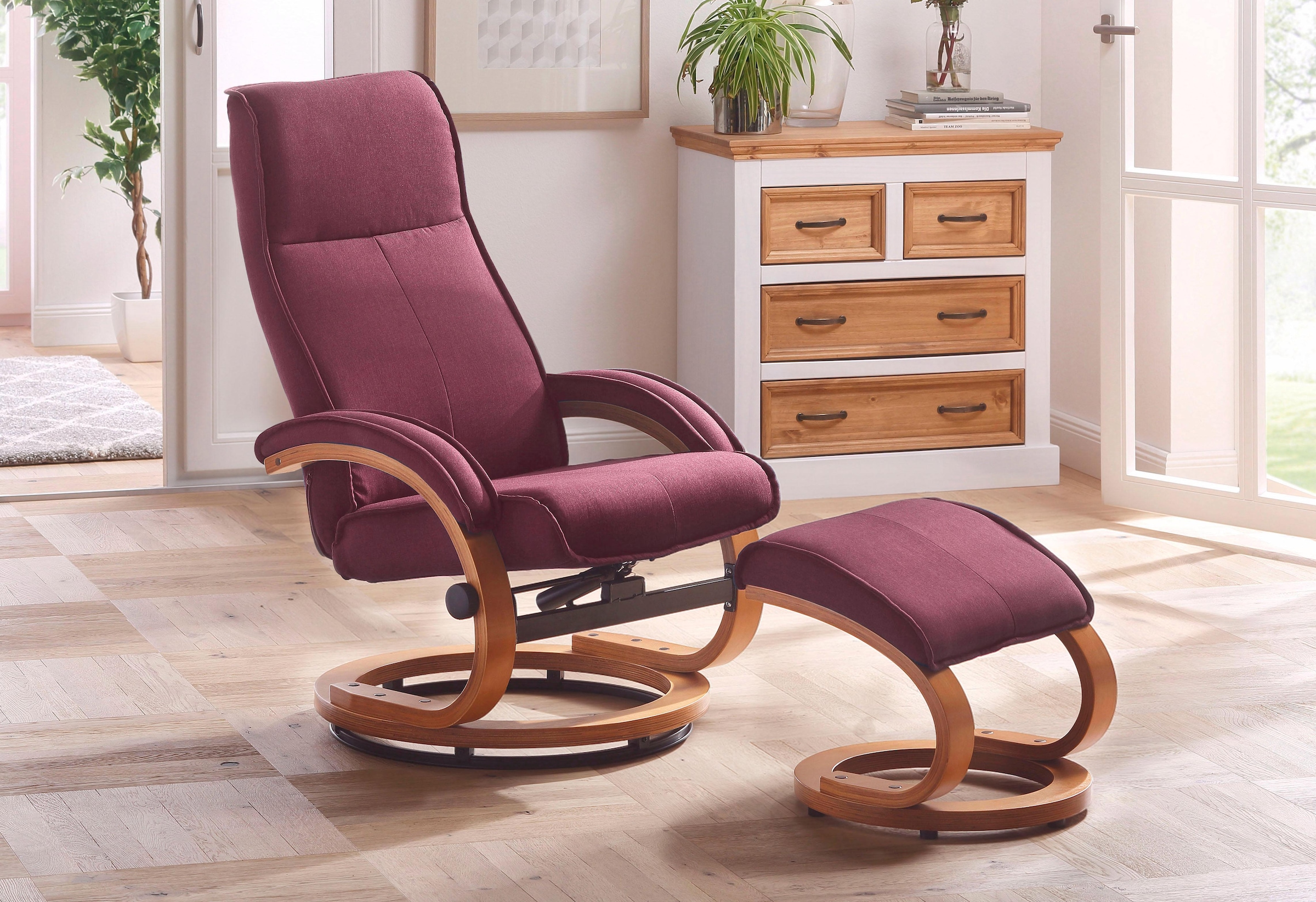 Home affaire Relaxsessel »Paris, TV-Sessel mit Hocker und manueller Liegefunktion«, (Set, 2 St., bestehend aus Sessel und Hocker), Dreh- und Kippfunktion