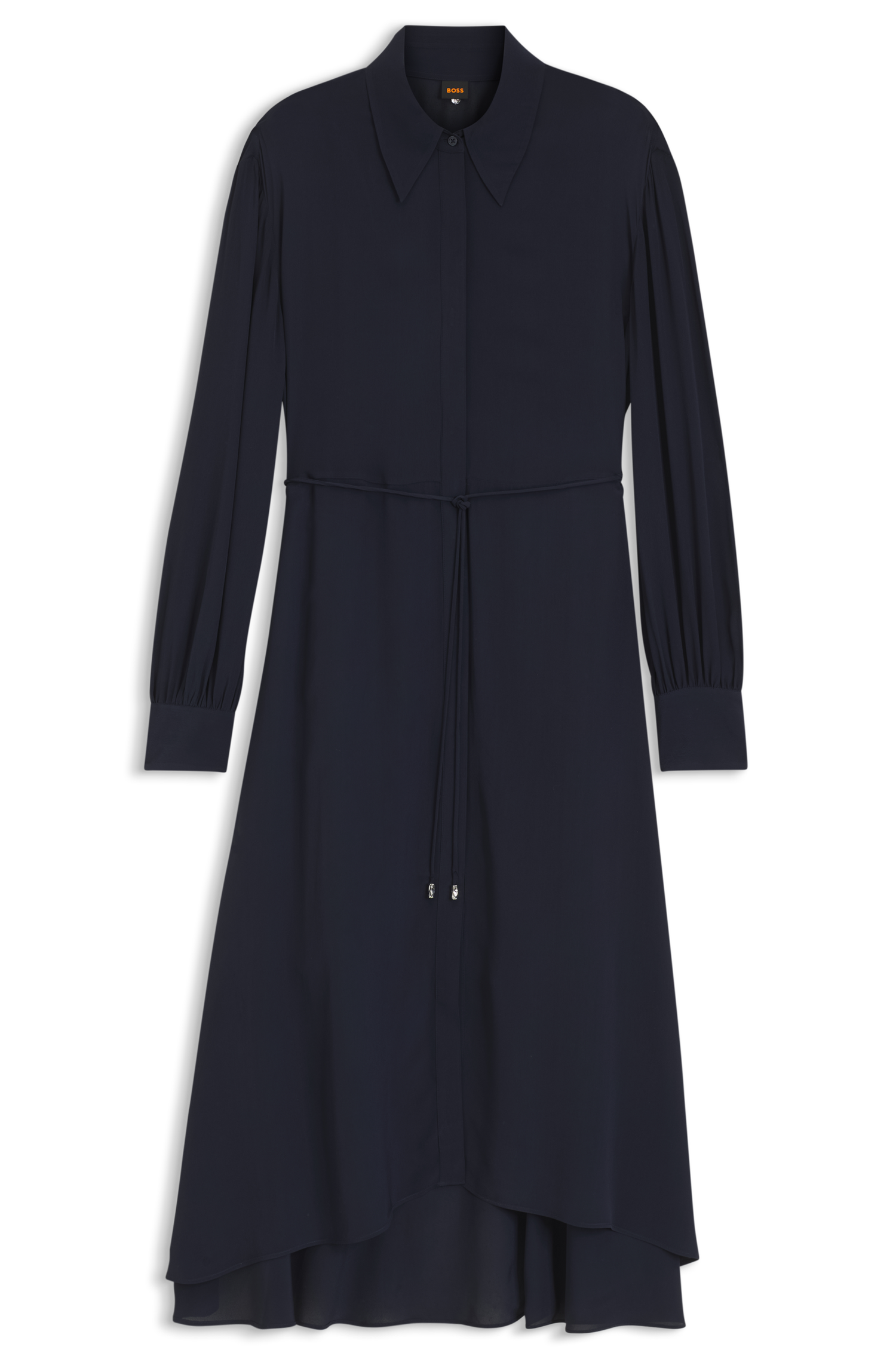 BOSS ORANGE Hemdblusenkleid »Dristella Premium Damenmode« aus Crêpe de Chine, Midi-Länge