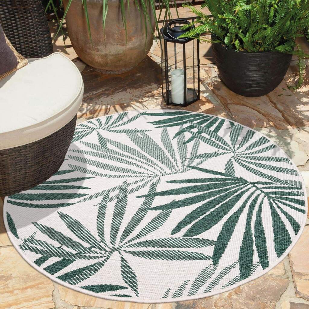 Carpet City Outdoorteppich »DUO RUG 5771«, rund, Wendeteppich Wetterfest In- & Outdoor, Balkon, Terrasse, Wohnzimmer