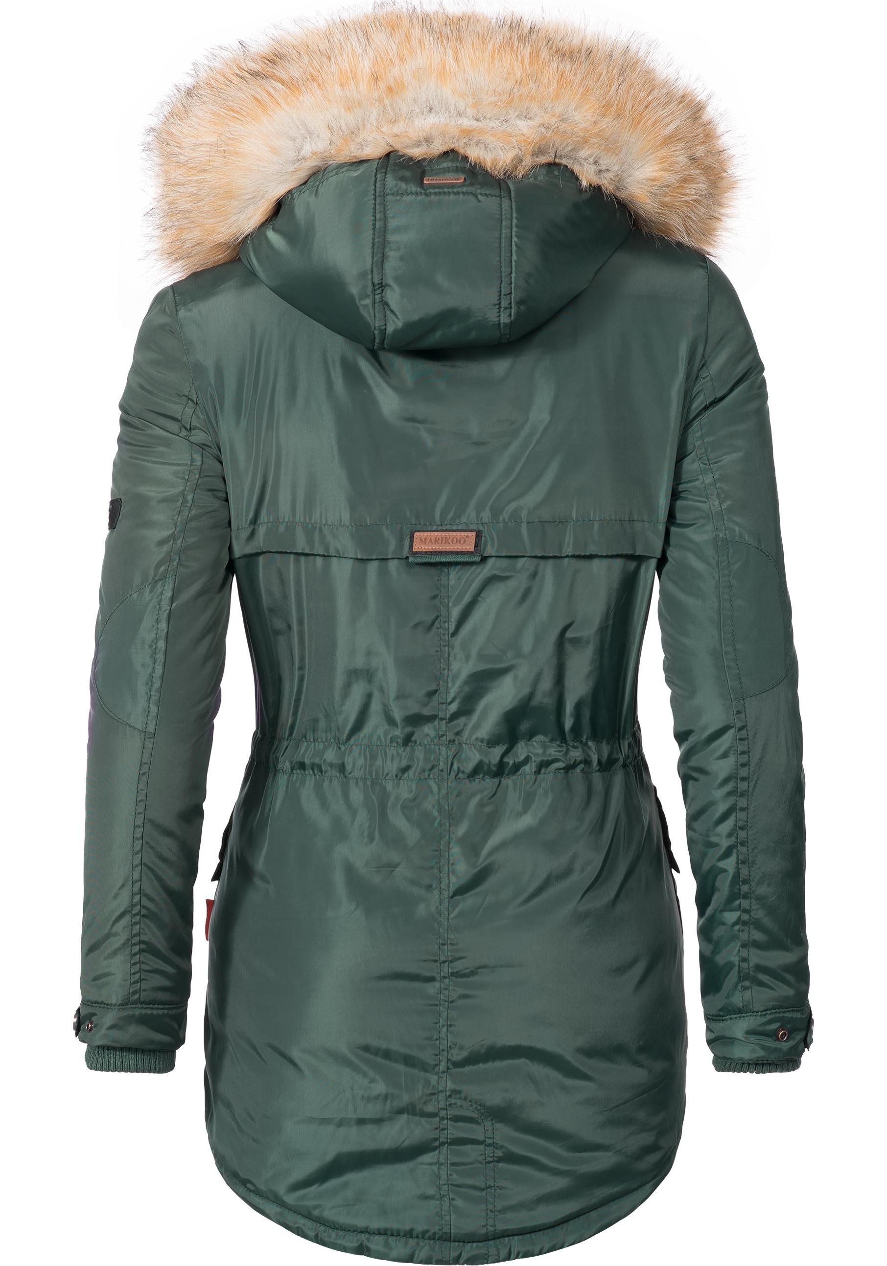 Marikoo Wintermantel »Grinsekatze«, stylischer Winter Parka m. edlem Fellimitat