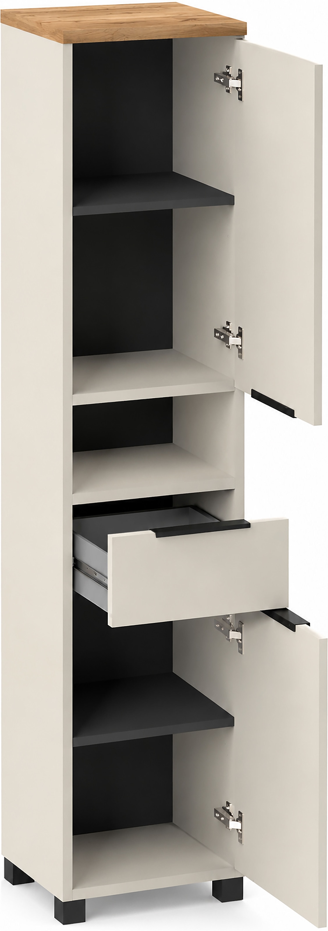 Schildmeyer Hochschrank »Saga, mit fühlbarer Holzstruktur, Breite 40 cm, Made in Germany« 1 Stk. tlg. Eiche Landhaus Dekor mit fühlbarer Struktur, Made in Germany