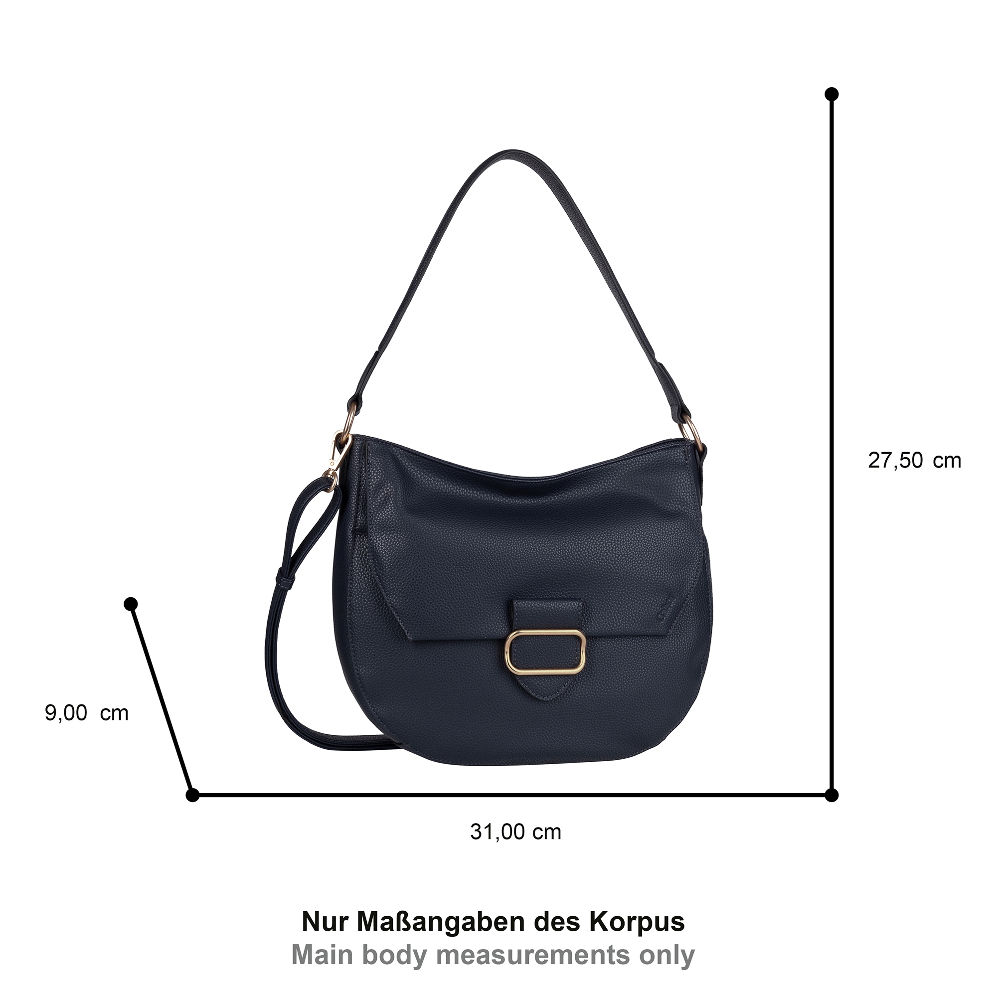 Gabor Hobo »Melora«, leicht genarbtes Lederimitat mit feinem Logo und goldenem Metallring