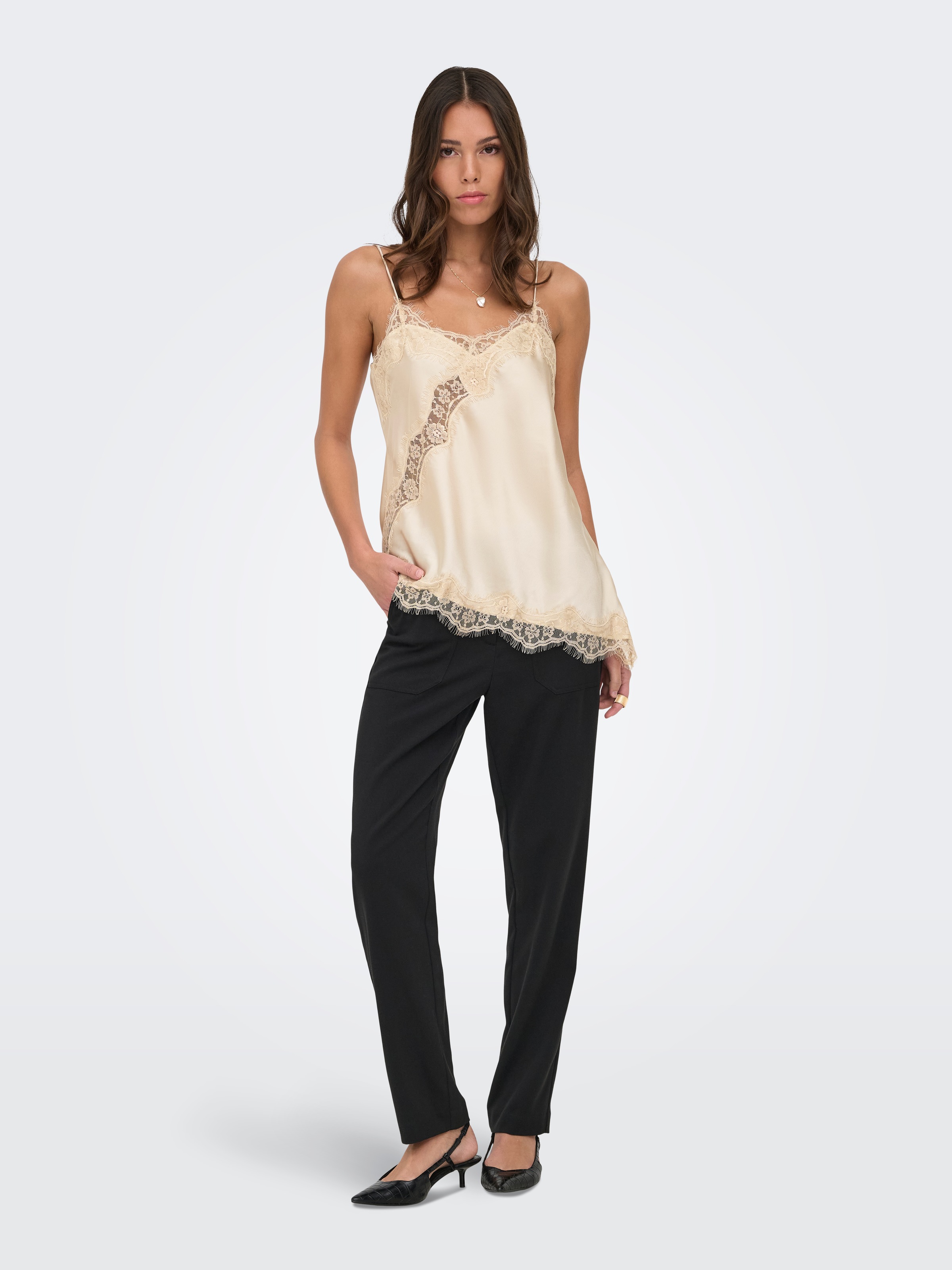 JDY Trägertop »JDYFIFI S/L ASYM LACE SINGLET WVN NOOS« Polyester, regular fit