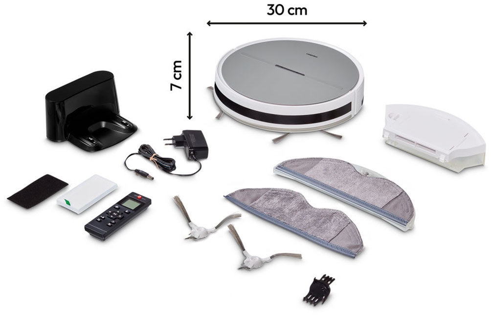 Medion® Saugroboter »E35 SW (MD 18035), Gyro-Navigation in S-Linien, 2 kPa Saugleistung«, Wischfunktion, 120 min Laufzeit, integriertes Zubehör