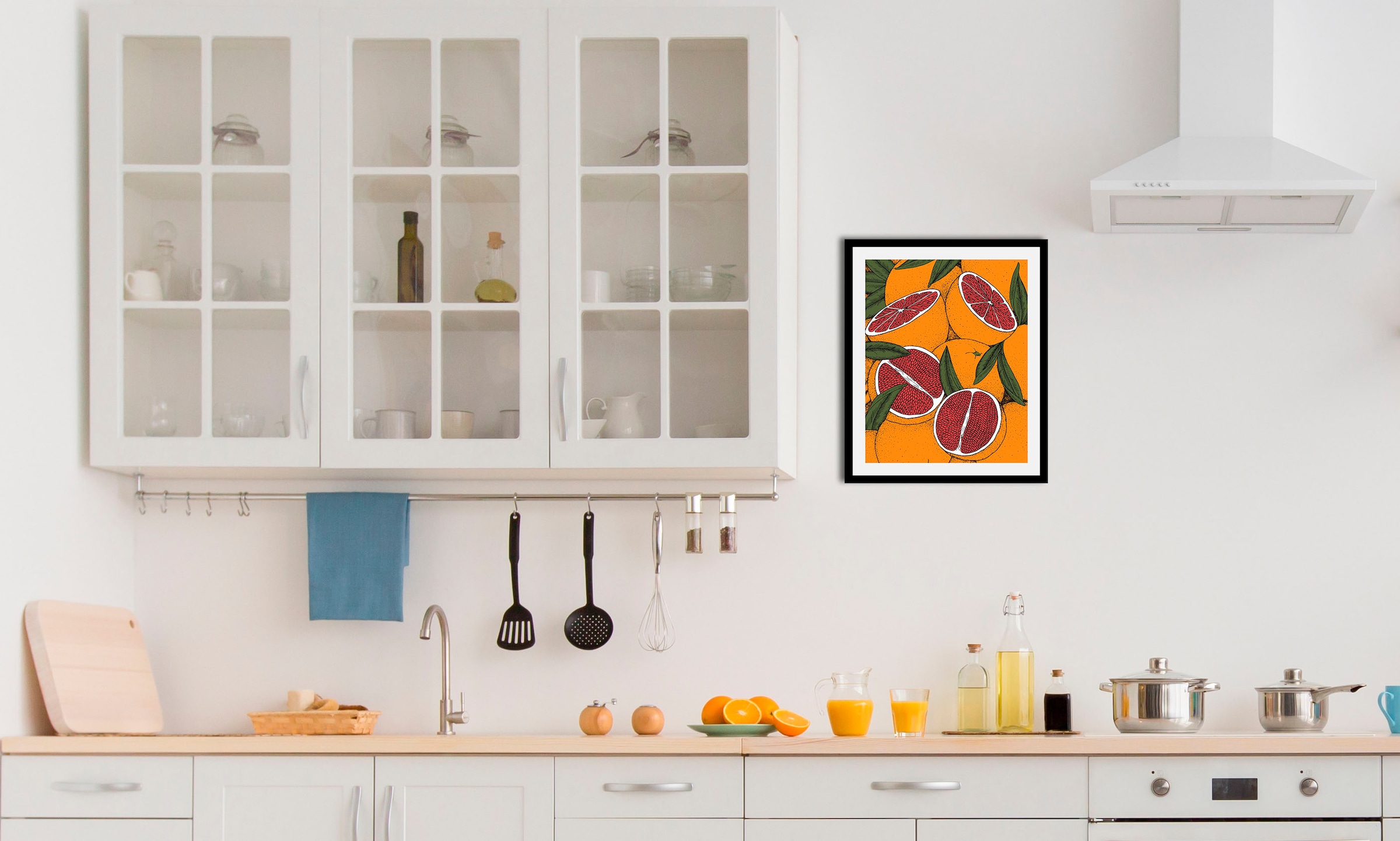 queence Bild »Finus«, Obst-Obst Bilder-Essen-Lebensmittel-Kunst, (1 St.), HD Premium Poster-Druck inkl. Holzrahmen