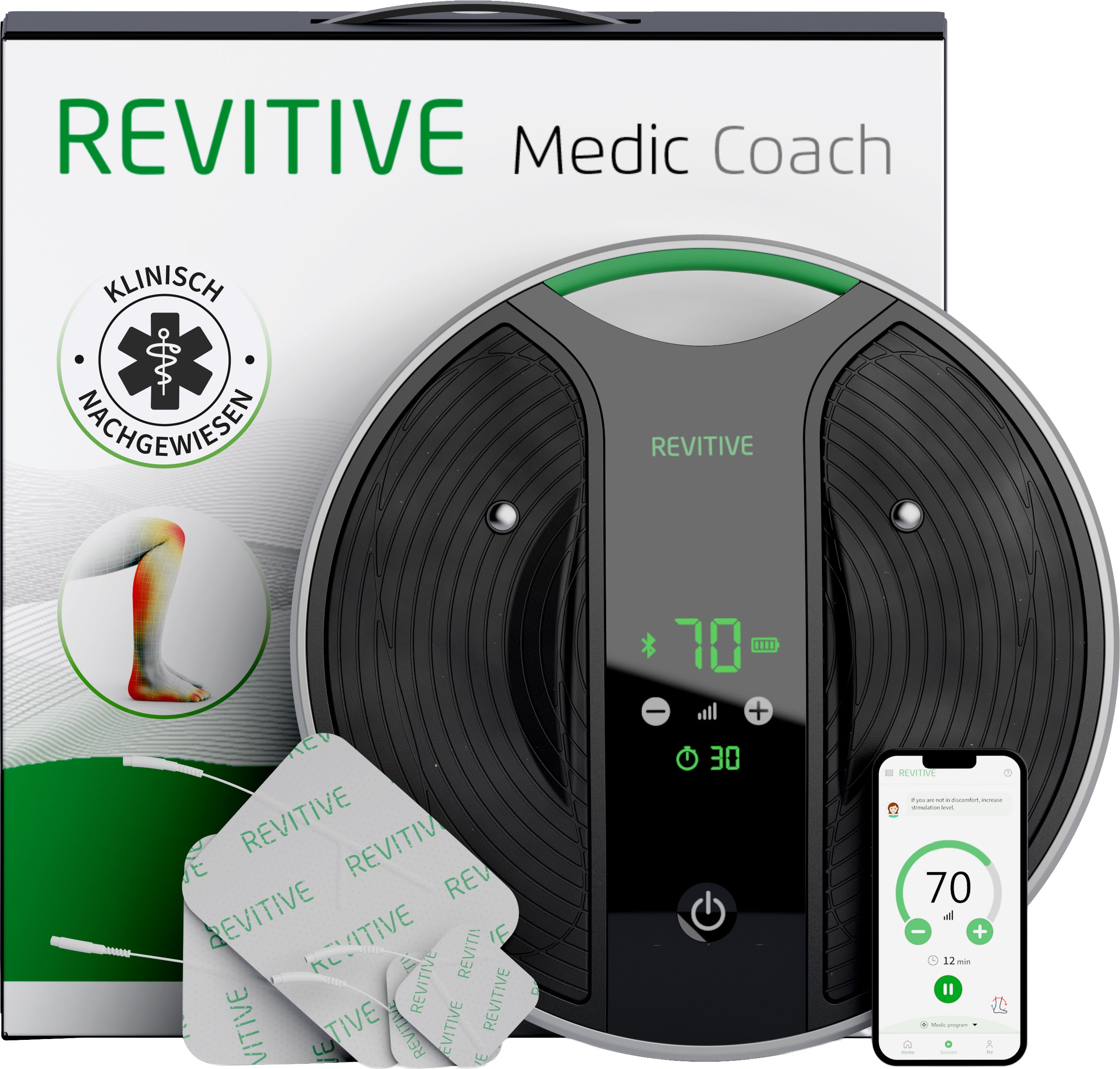 REVITIVE EMS-Gerät "Medic Coach Durchblutungs-Stimulator" Effektive Knieschmerztherapie und bessere Durchblutung
