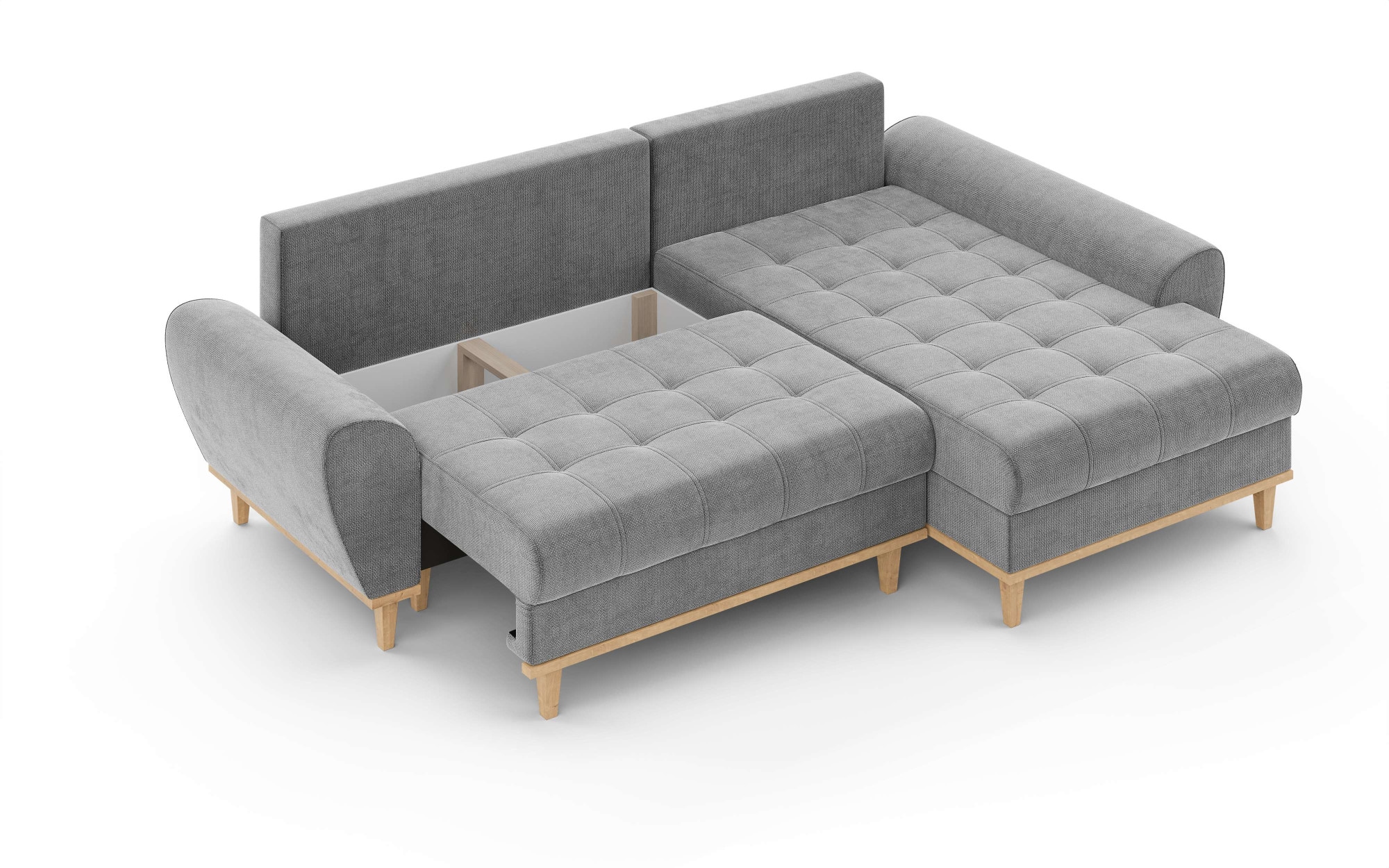 Home affaire Ecksofa »Ahrdorf mit Bettfunktion und Bettkasten, Maße: B/H/T 268/86/175 cm«, L-Form mit 3 Rückenkissen und moderne gerundete Armlehnen