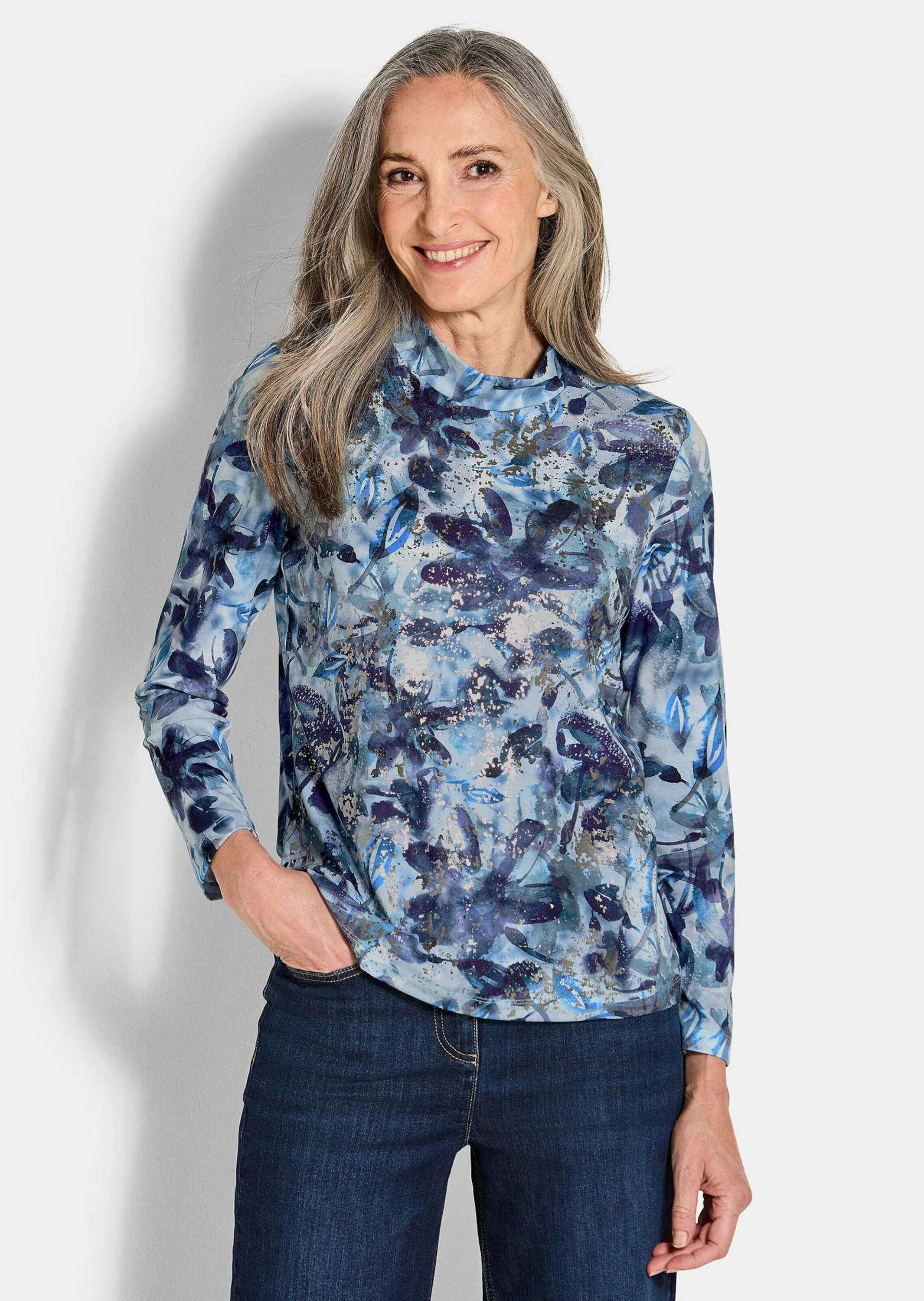 GOLDNER Kurzarmshirt »Kurzgröße Jersey-Shirt mit Glanzdetails«