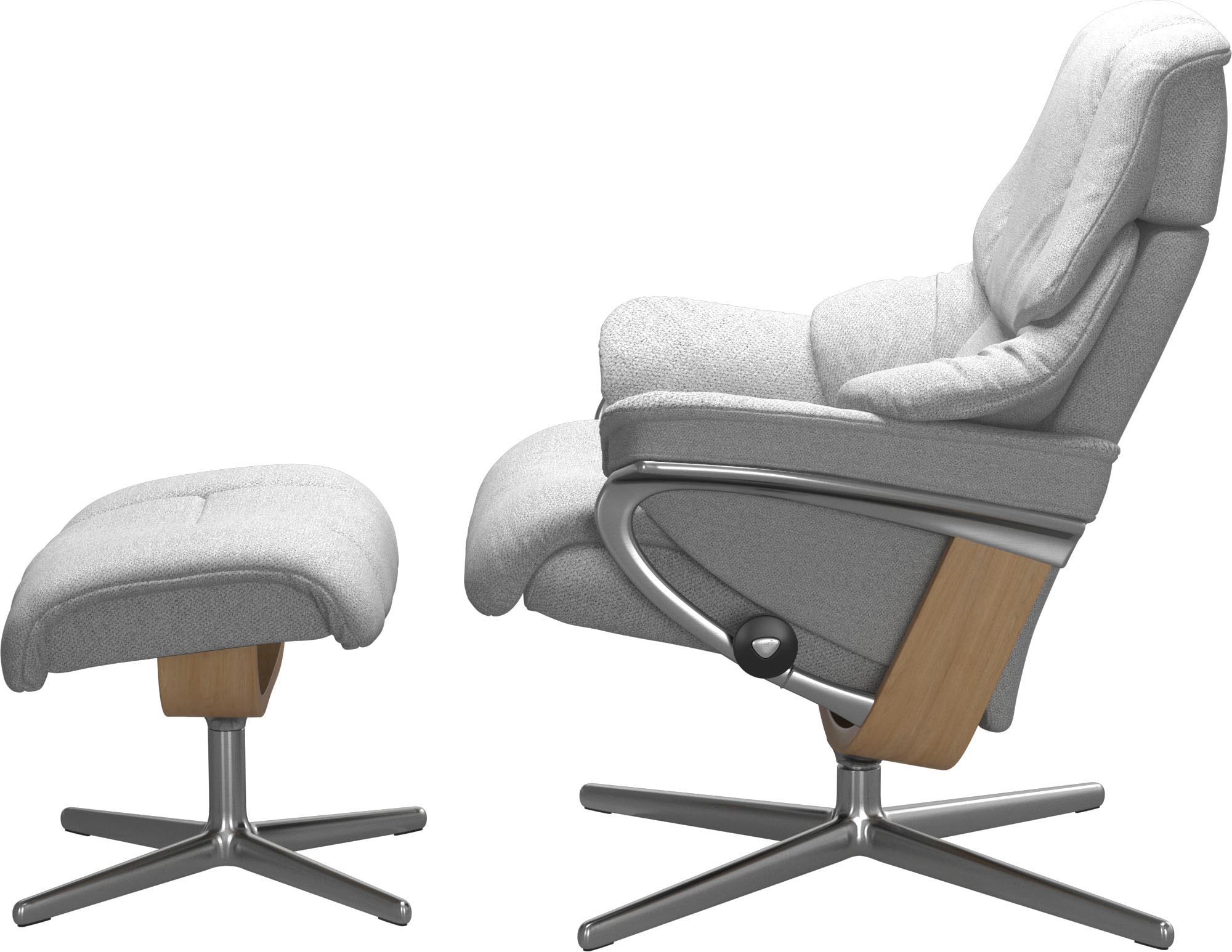 Stressless® Relaxsessel »Reno«, (Set, Relaxsessel mit Hocker), mit Hocker, mit Cross Base, Größe S, M & L, Holzakzent Eiche