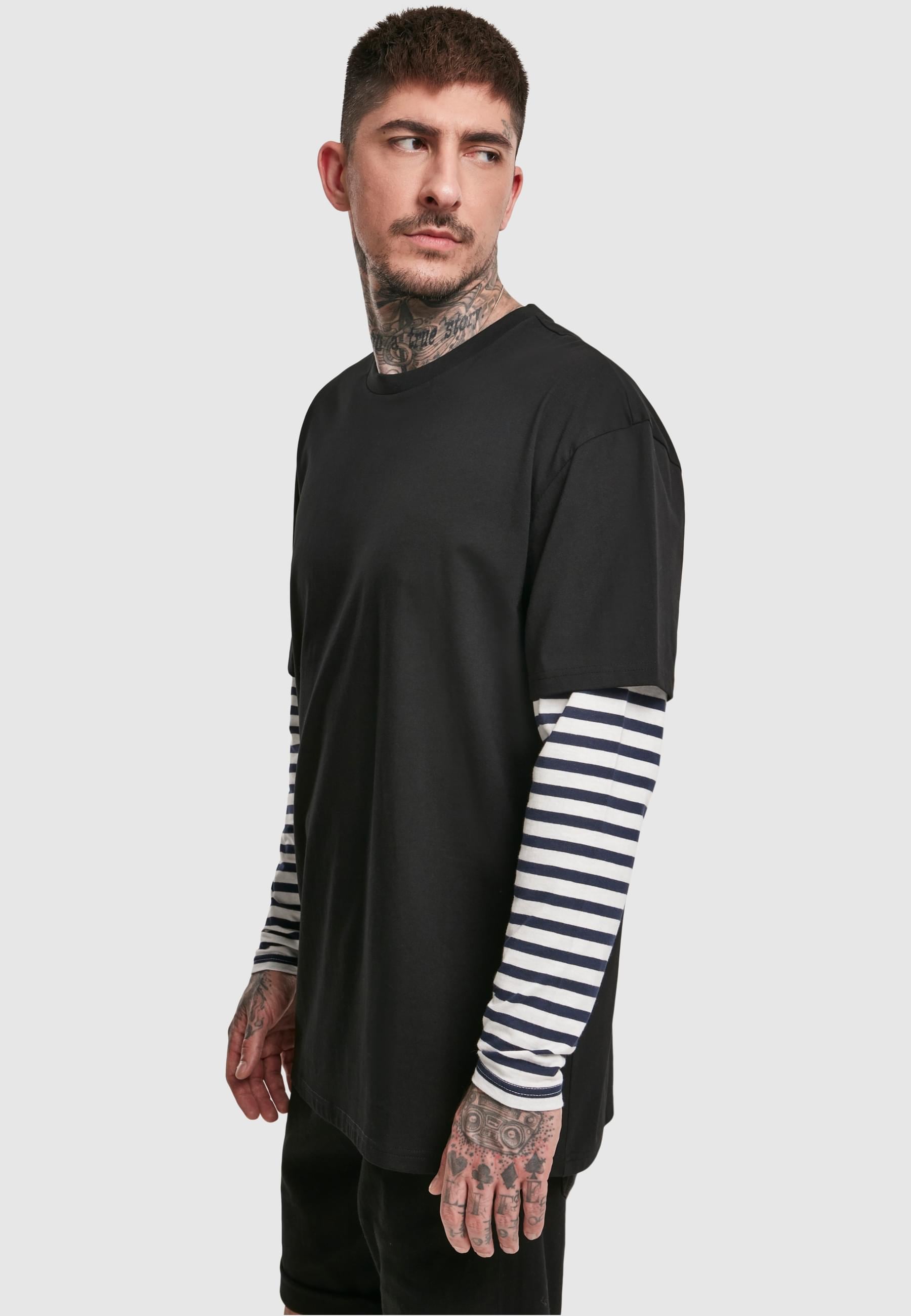 URBAN CLASSICS Longsleeve »Urban Classics Herren Oversized Double Layer Striped LS Tee«, (1 tlg.)