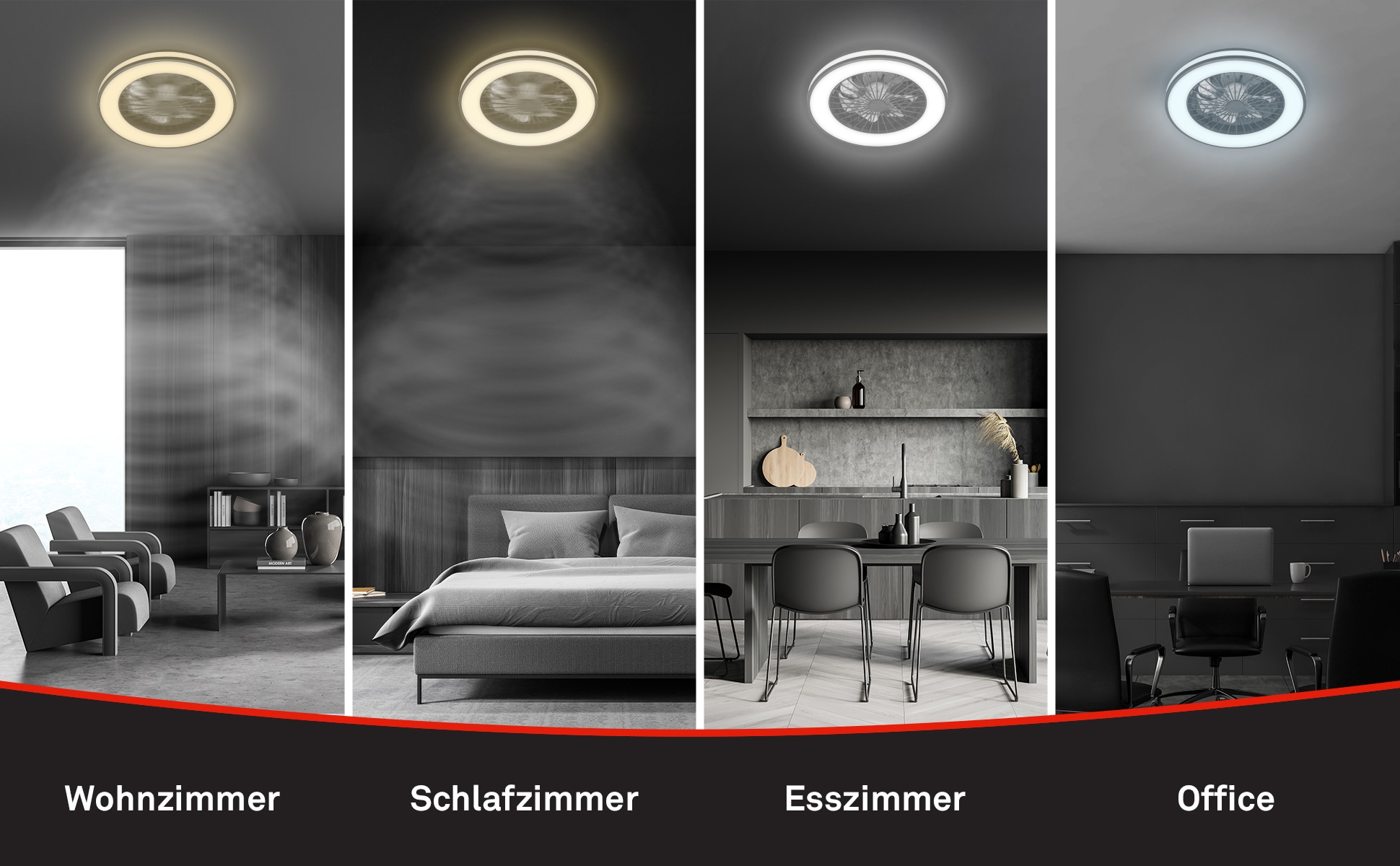 OTTO home Deckenleuchte »CCT Deckenleuchte mit Ventilator Vivienna« LED-Modul Deckenventilator mit Licht, 48,5x14,5 cm, 49Watt, Schlafzimmer