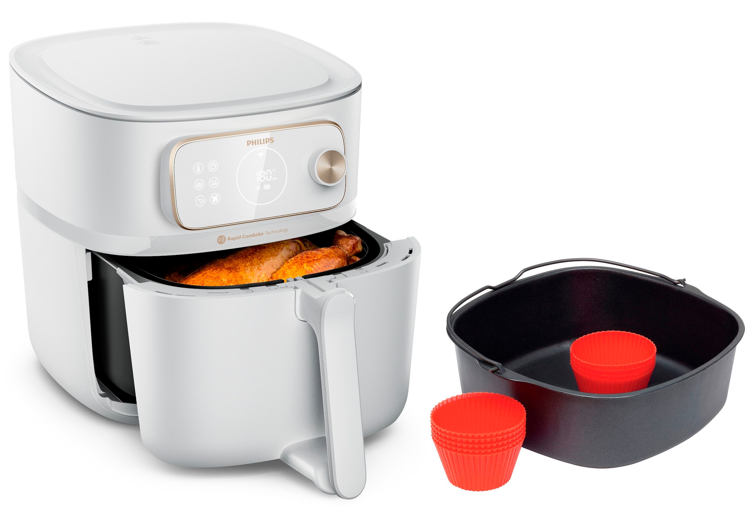 Philips Heißluftfritteuse »Airfryer XXL Kombi HD9876/90, mit 8,3 l, Rapid CombiAir Technologie«, 2200 W, Fassungsvermögen 8,3 l, 22 Kochfunktionen, QuickClean und WiFi Konnektivität